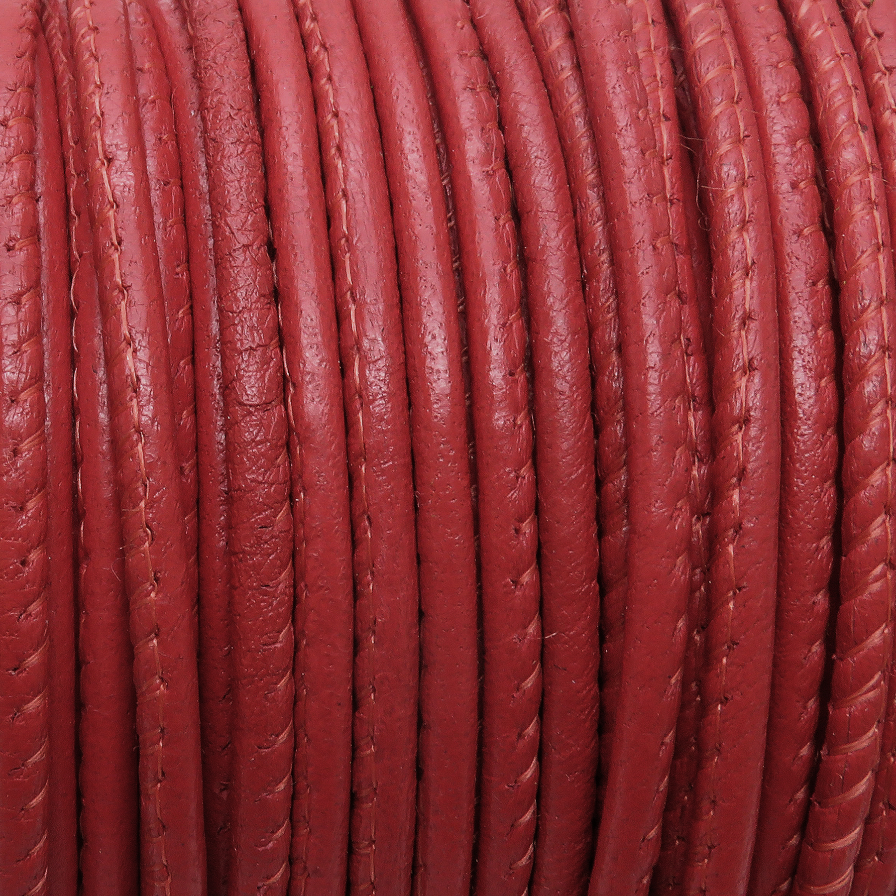 Lederschnur Rund gesäumt 2,5 mm - Rot. Länge: 5 m