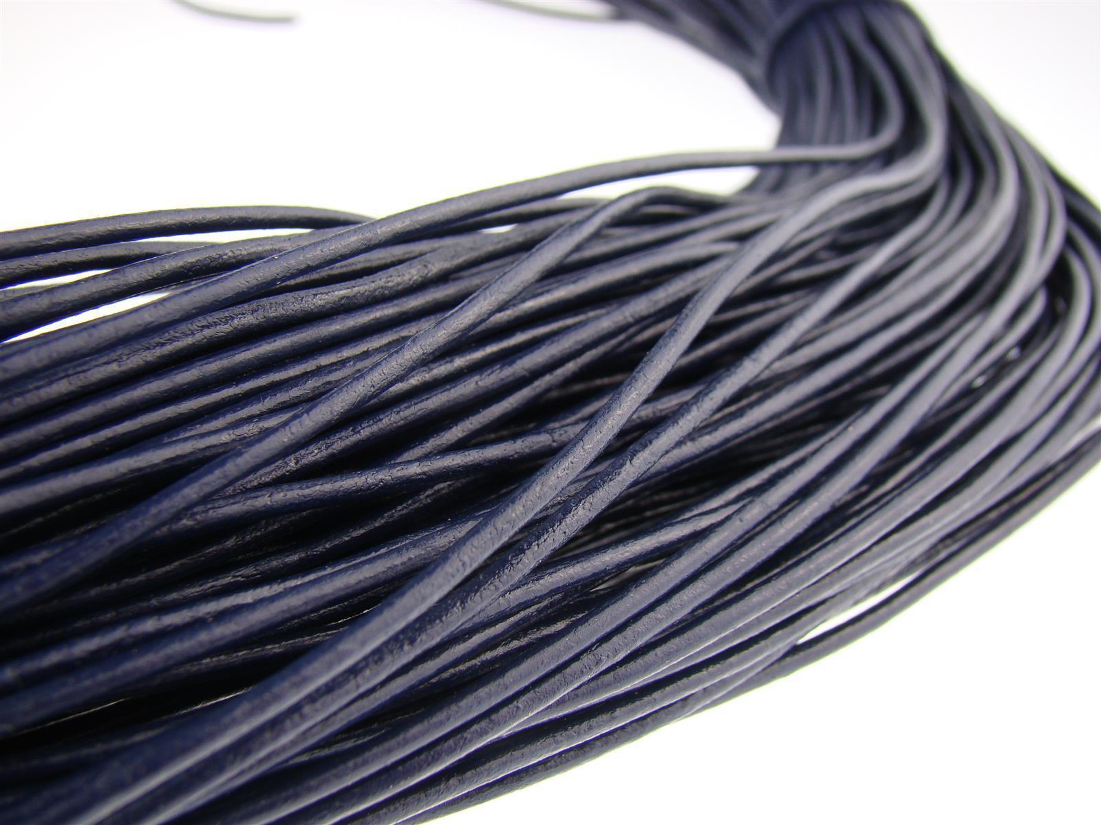 Lederschnur Rund 2 mm - Navy. Länge: 25 m auf Rolle