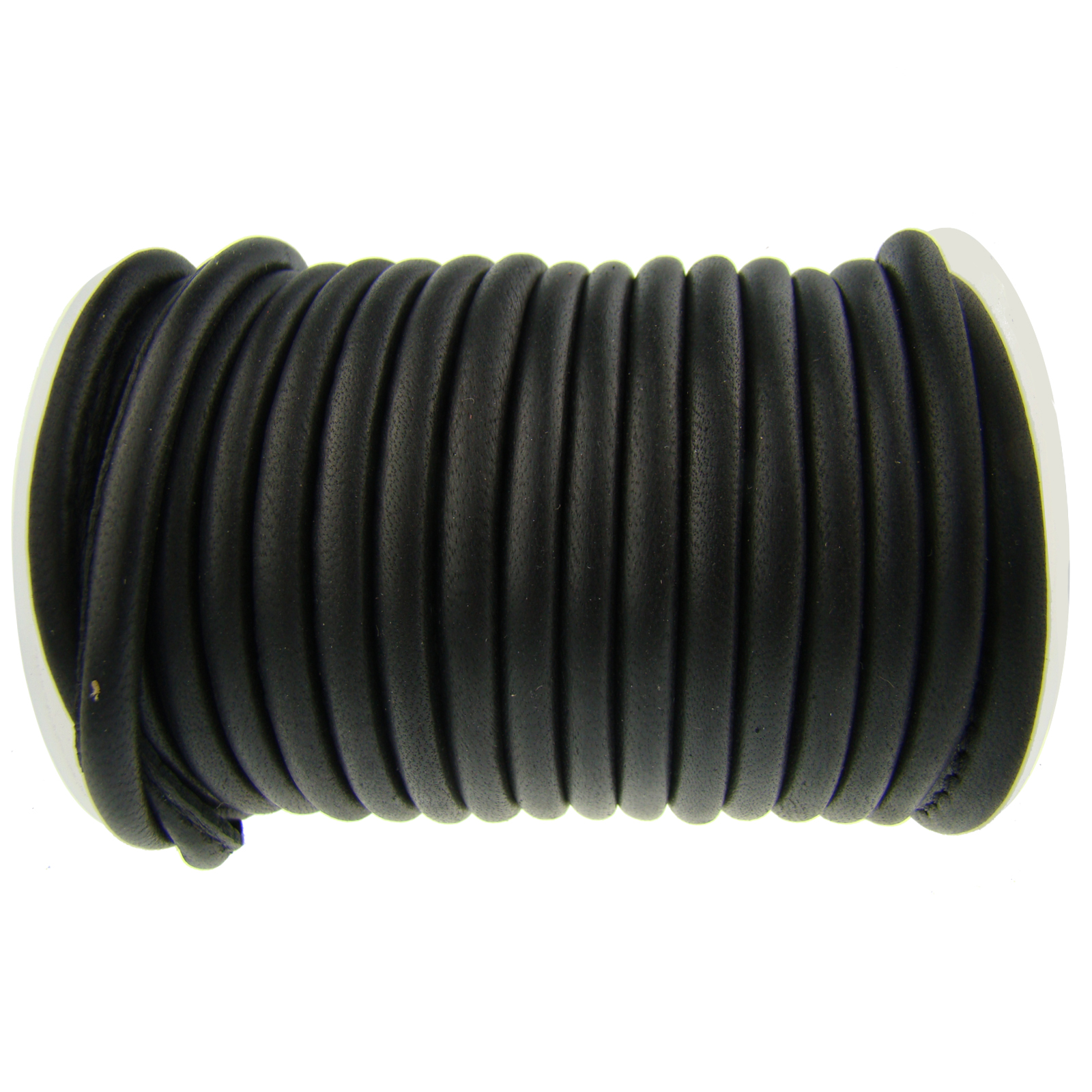 Lederschnur Oval gesäumt | Dicke:  5 mm - Schwarz. Länge: 3 m