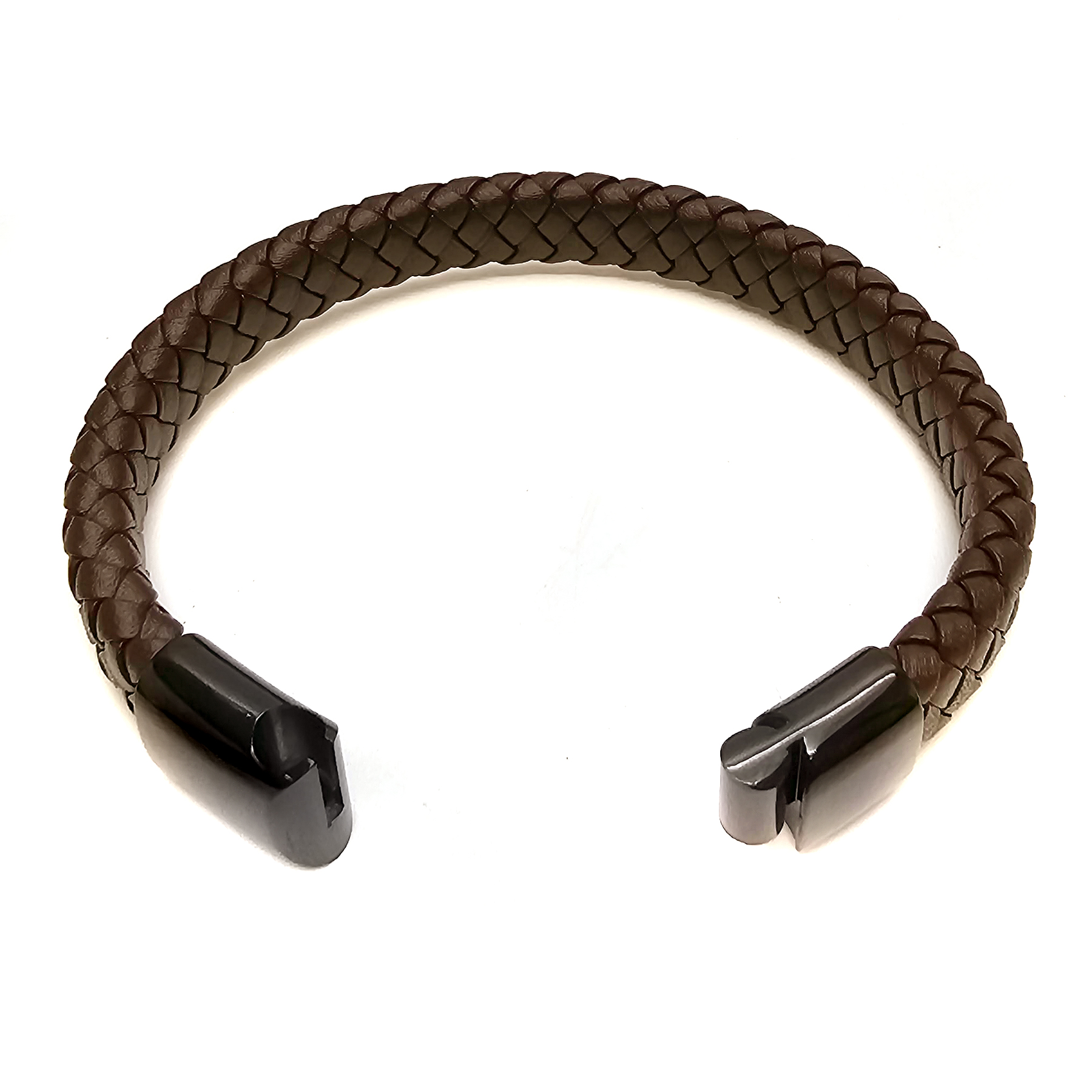 Geflochtenes Lederarmband flach - 12 mm Breite - Braun