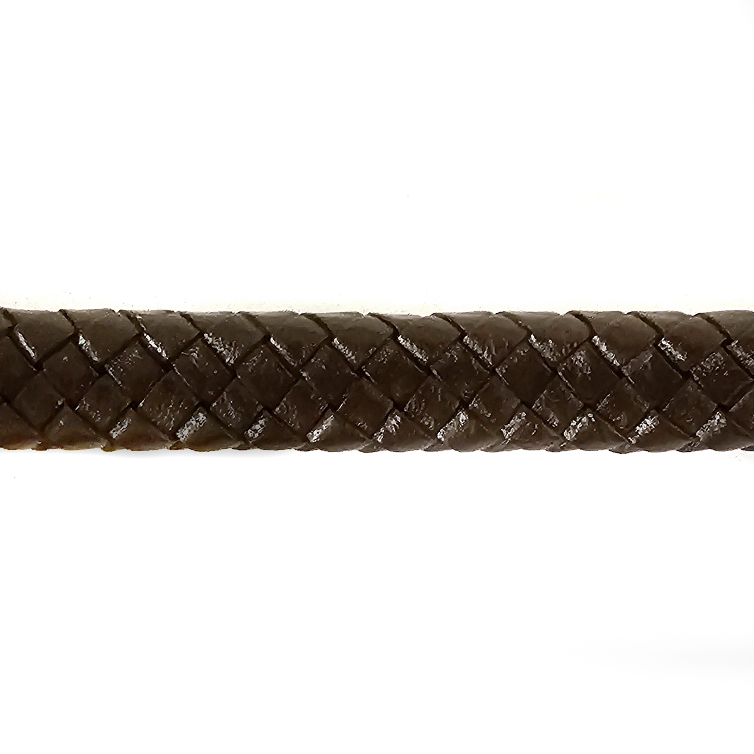 Lederband Geflochten oval | 1 Meter | 12 mm x 6 mm | Braun - 1 m