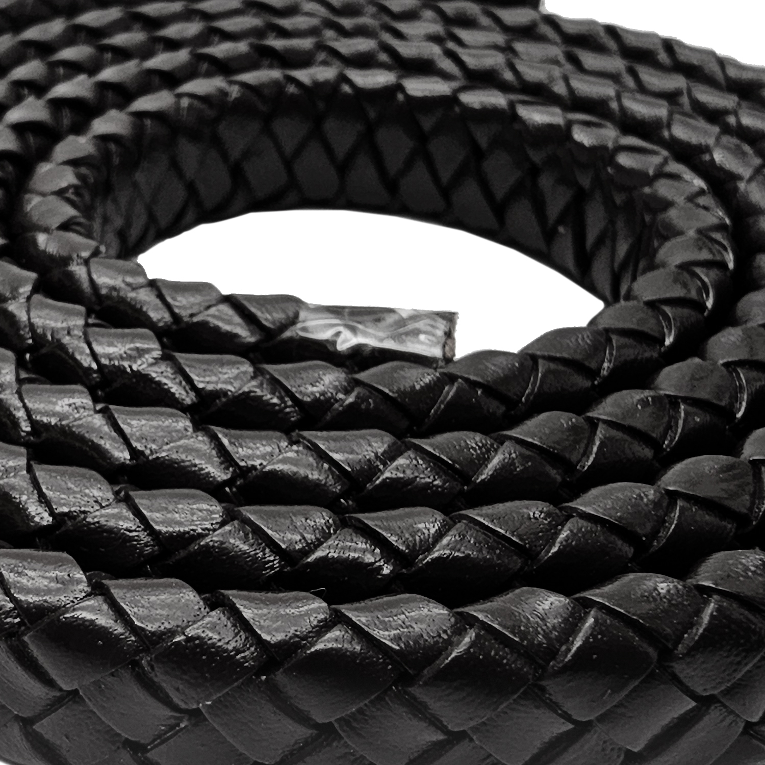 Lederband Geflochten oval | 1 Meter | 12 mm x 6 mm | Schwarz - 1 m