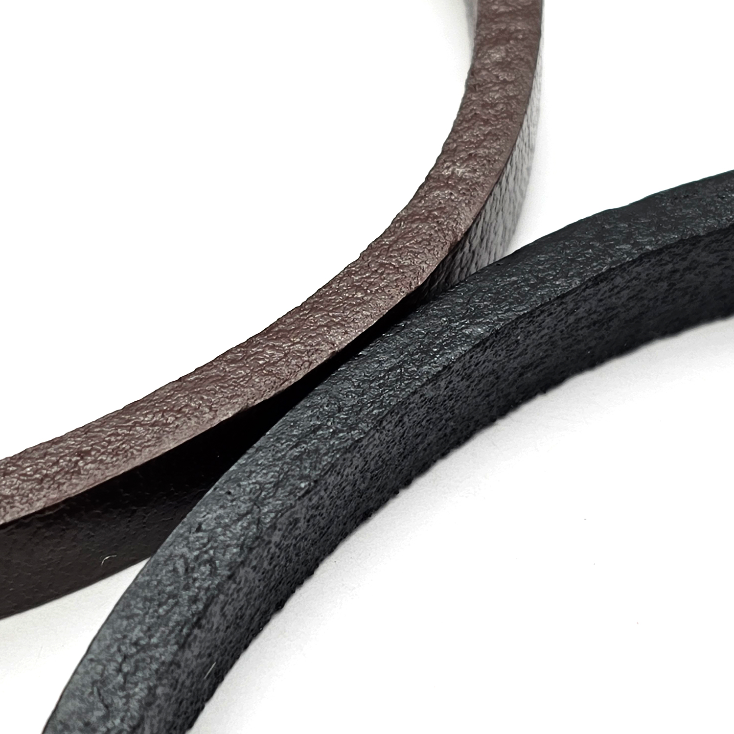 Lederband flach 12 mm × 6 mm Schwarz für Schmuck & Basteln