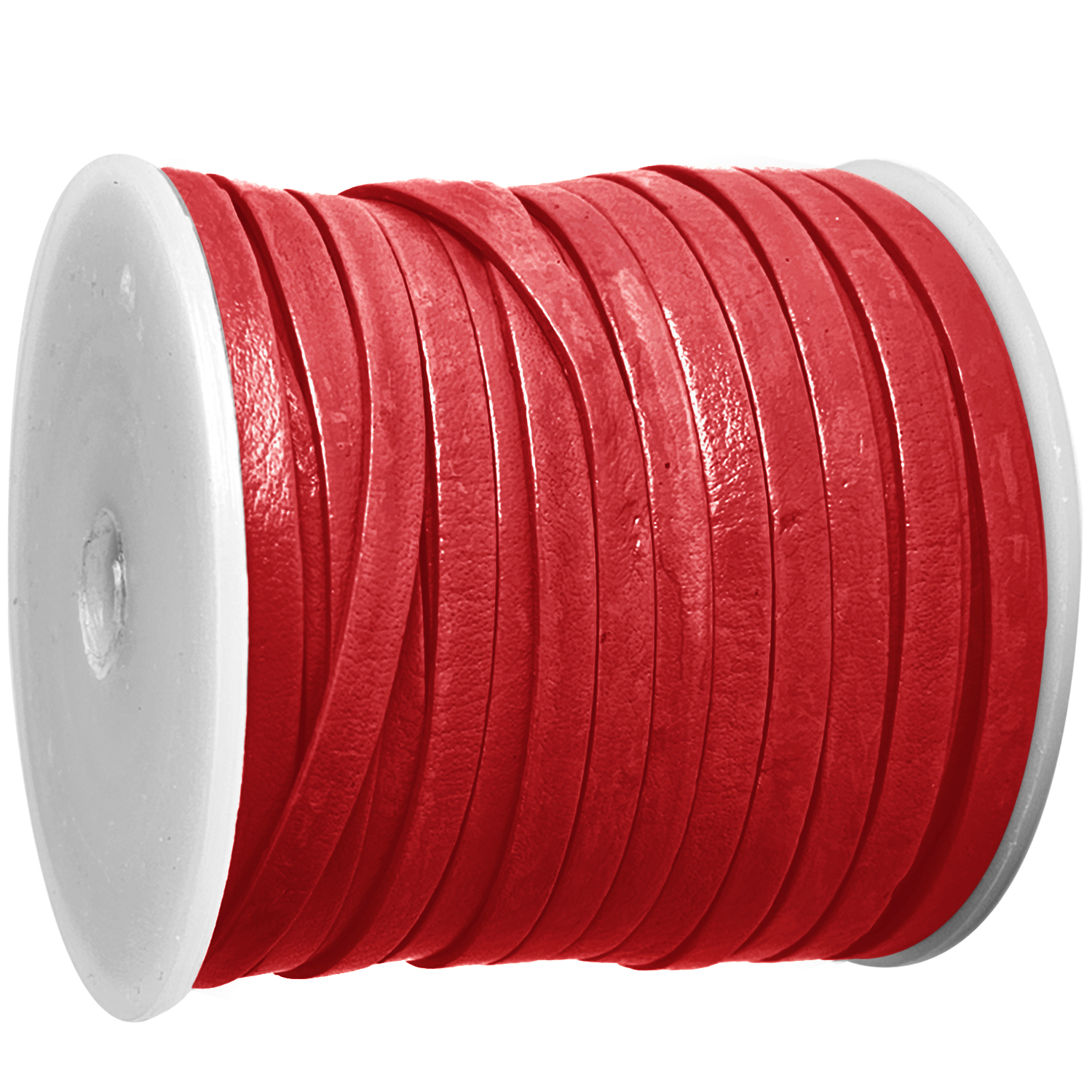 Lederband Flach 4 x 1 mm - Rot. Länge: 10 m