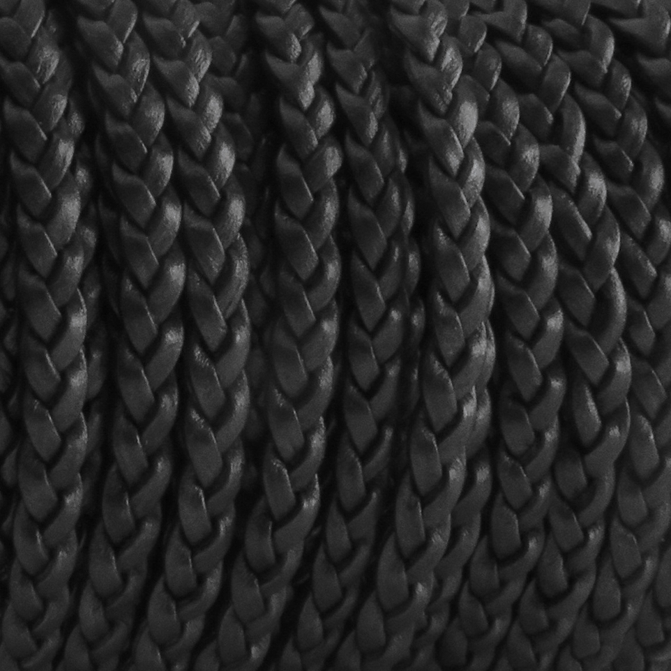 Geflochtenes Lederband mit drei Schnüren in 5 mm Breite in Schwarz