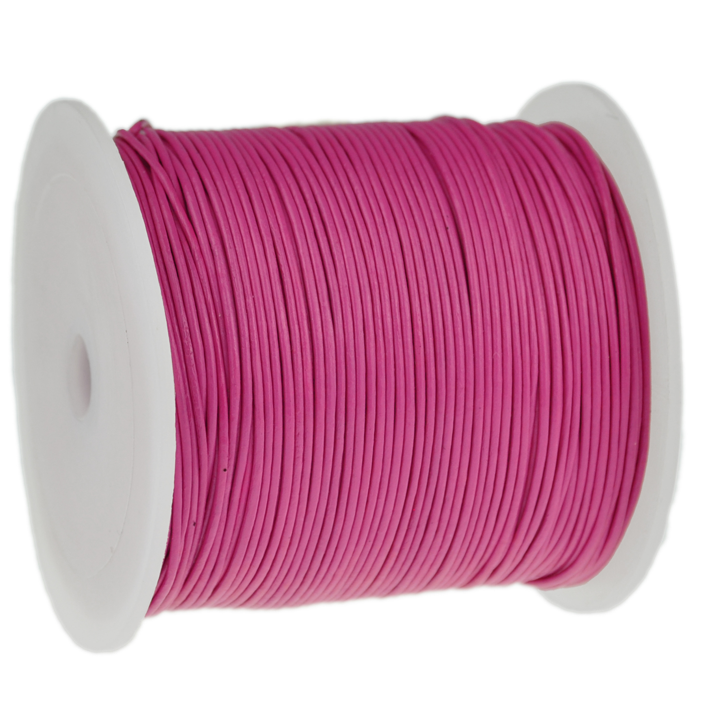 Lederschnur Rund 1 mm - Pink. Länge: 100 m auf Rolle