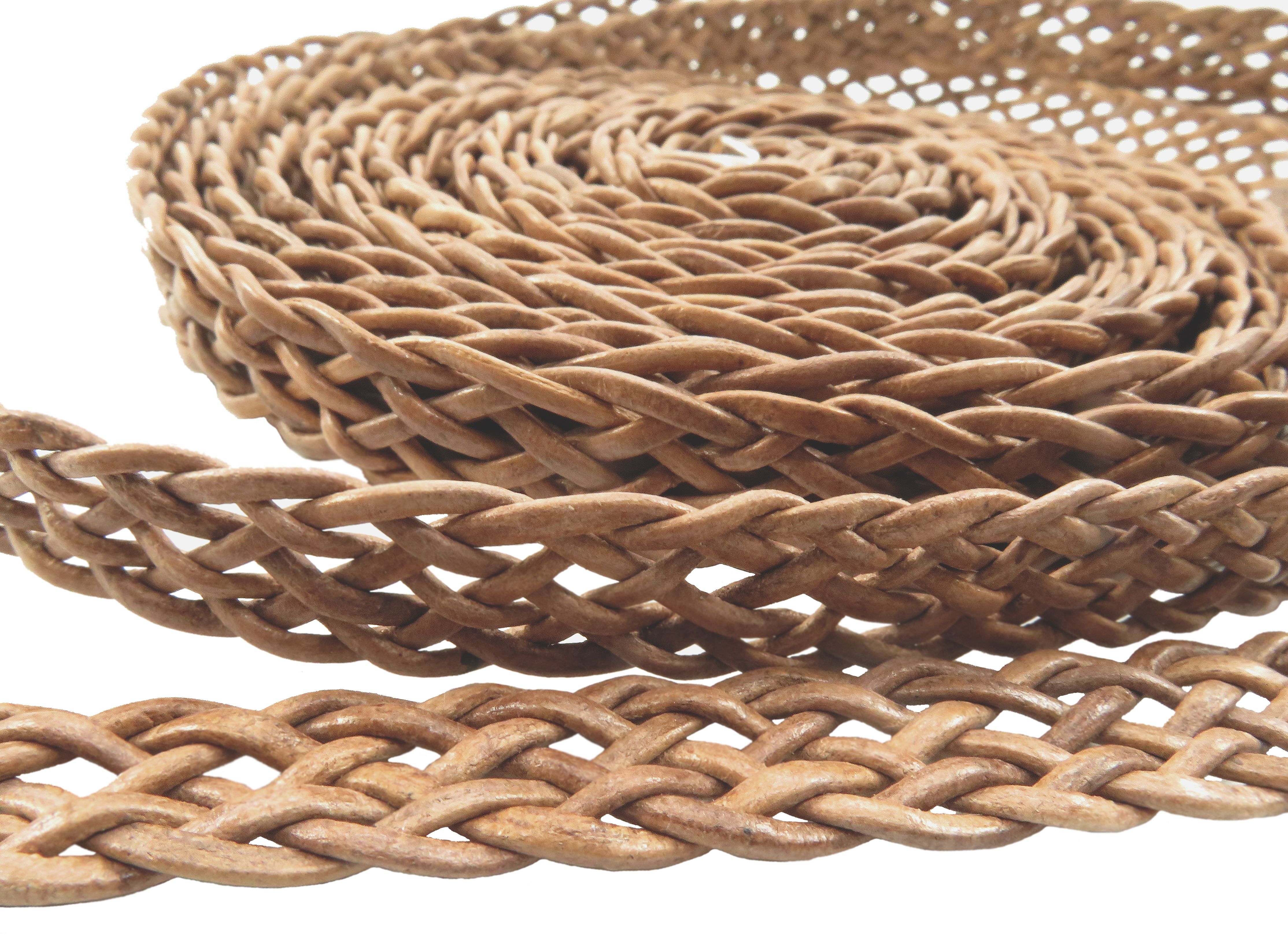 Lederband geflochten Flach 15 mm, Dicke: ca. 2,5 mm, Länge: 1 m. Hellbraun