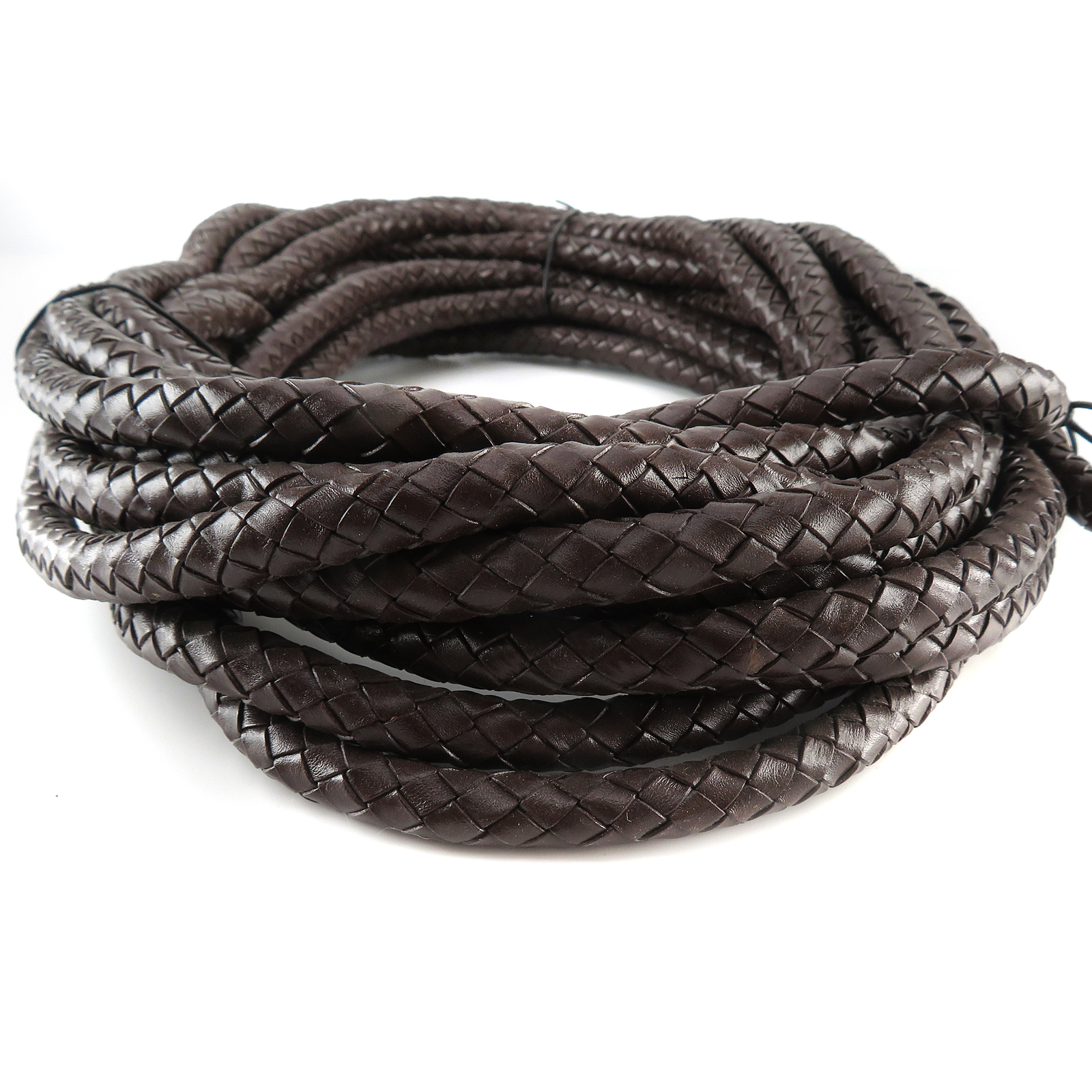 Lederschnur geflochten 10 mm - Braun. Länge: 10 m