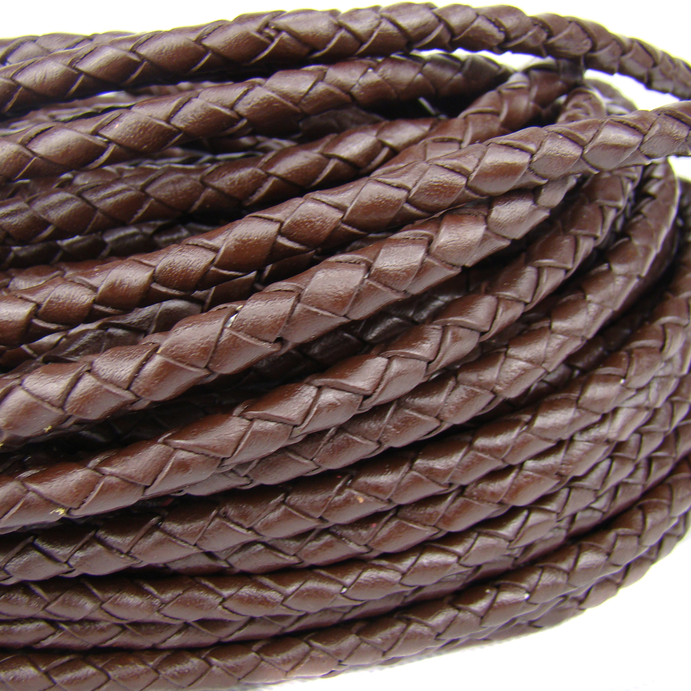 Lederschnur geflochten 5 mm - Braun