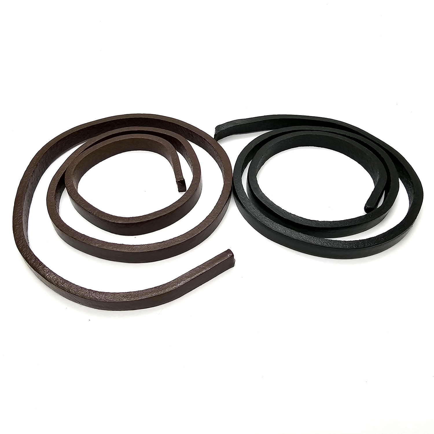 Lederband Flach | 12 mm x 6 mm | Länge: 1 Meter - Schwarz