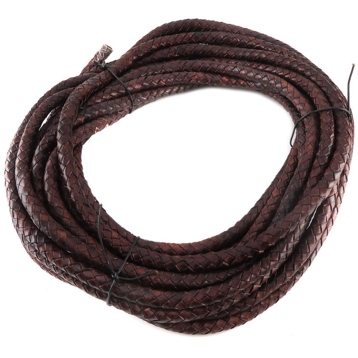 Lederschnur geflochten 10 mm - Antik Braun. Länge: 10 m