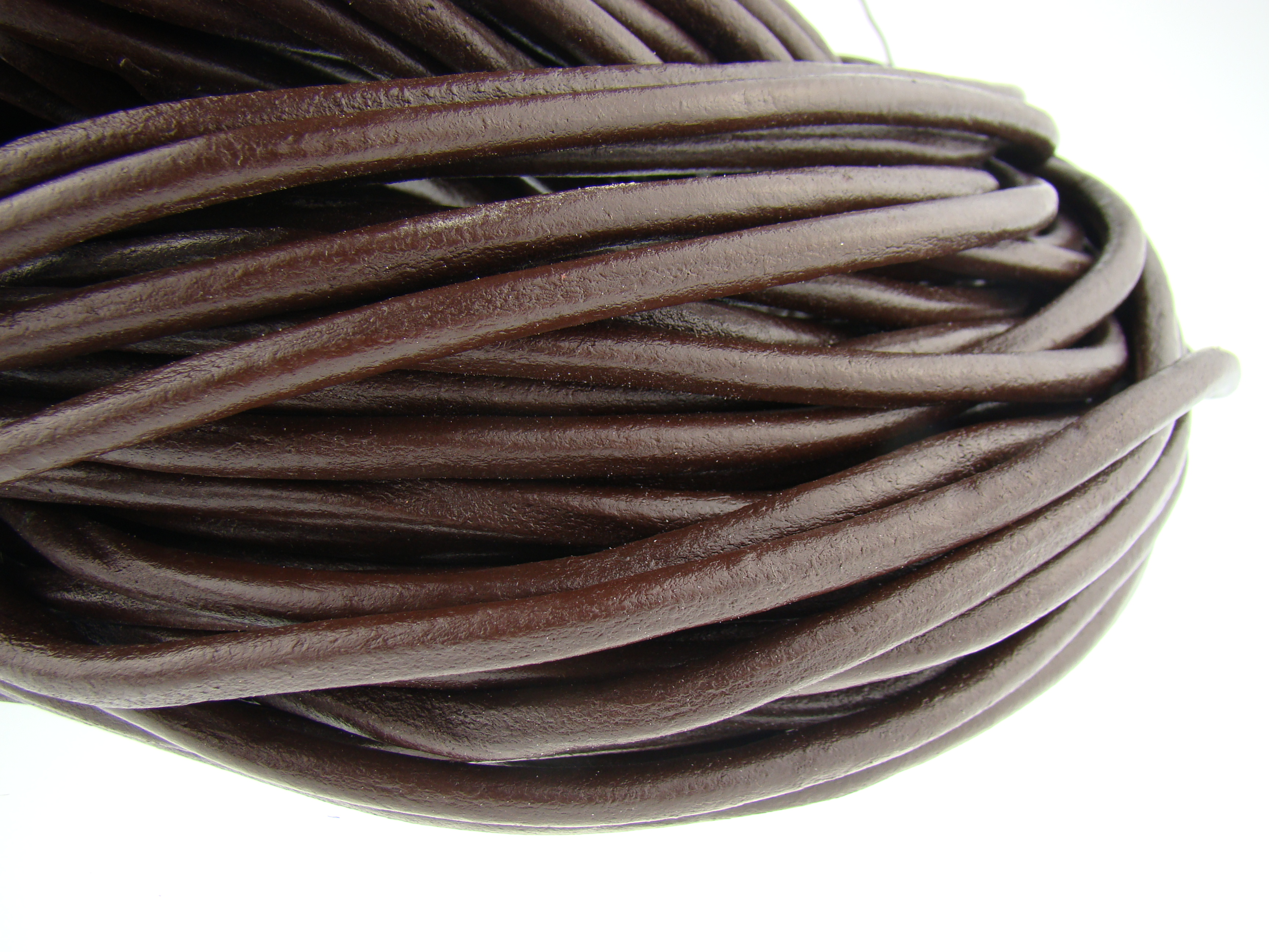 Lederschnur Rund 6 mm - Braun. Länge: 50 m