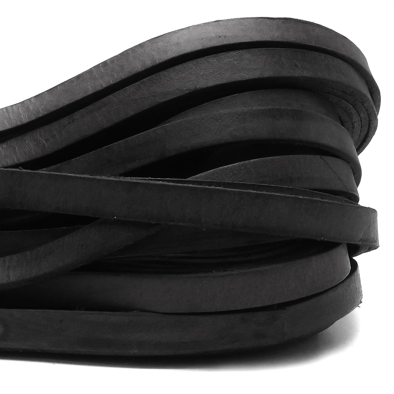 Lederband Flach 1 cm x 2,5 mm - Schwarz