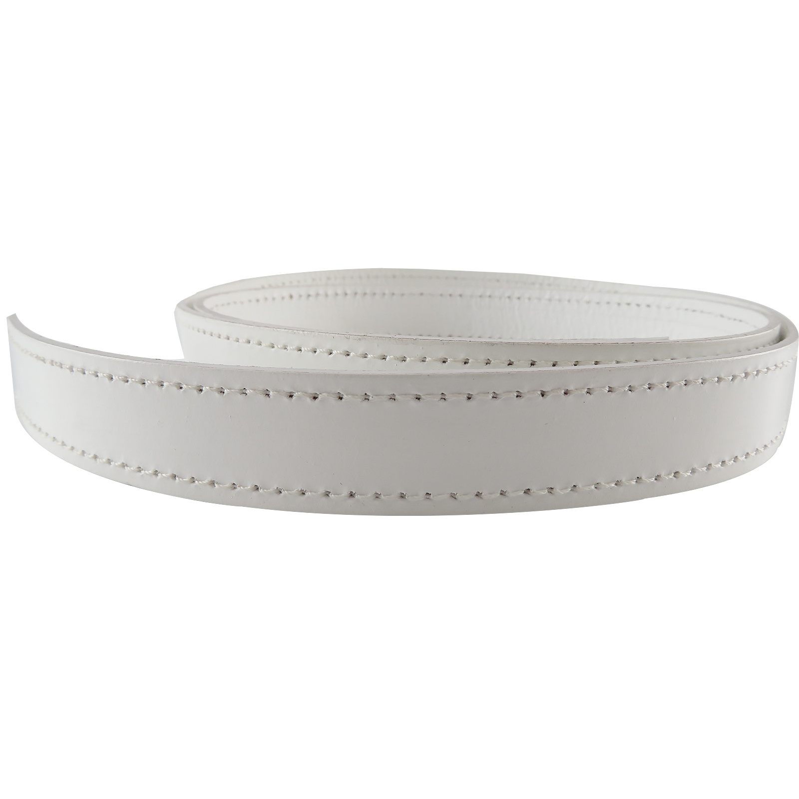 Lederband Flach Genäht. 2 cm - Weiß. Länge: 1 m