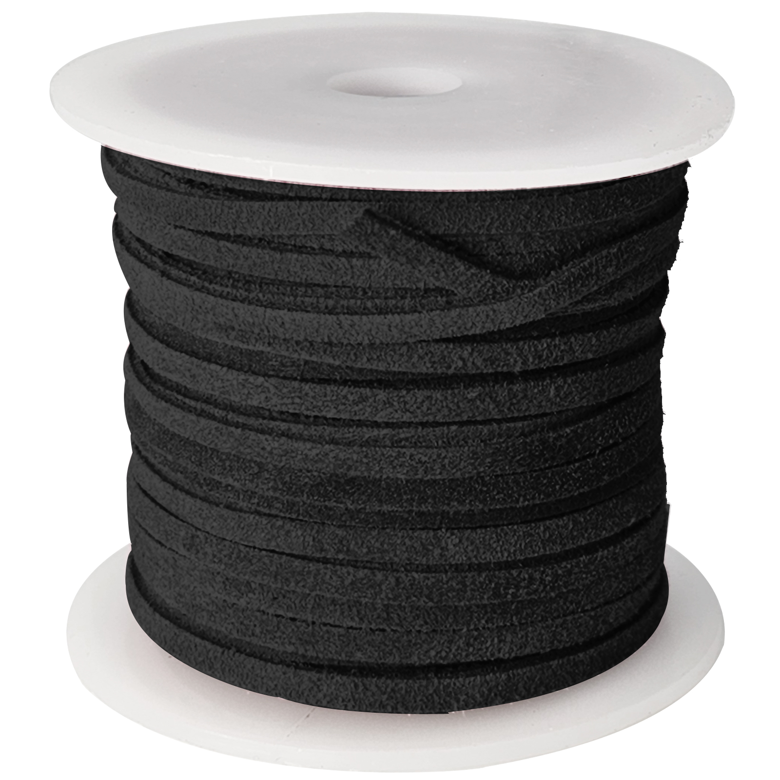 Lederband Flach Wild  3 mm x 1,5 mm - Schwarz. Länge: 25 m auf Rolle