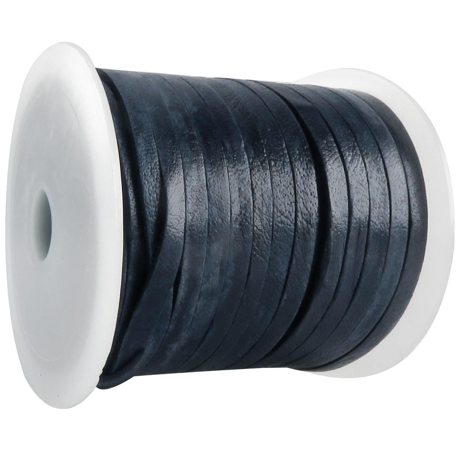 Lederband Flach 5 mm x 1,5 mm - Antik Dunkelblau. Länge: 25 m auf Rolle