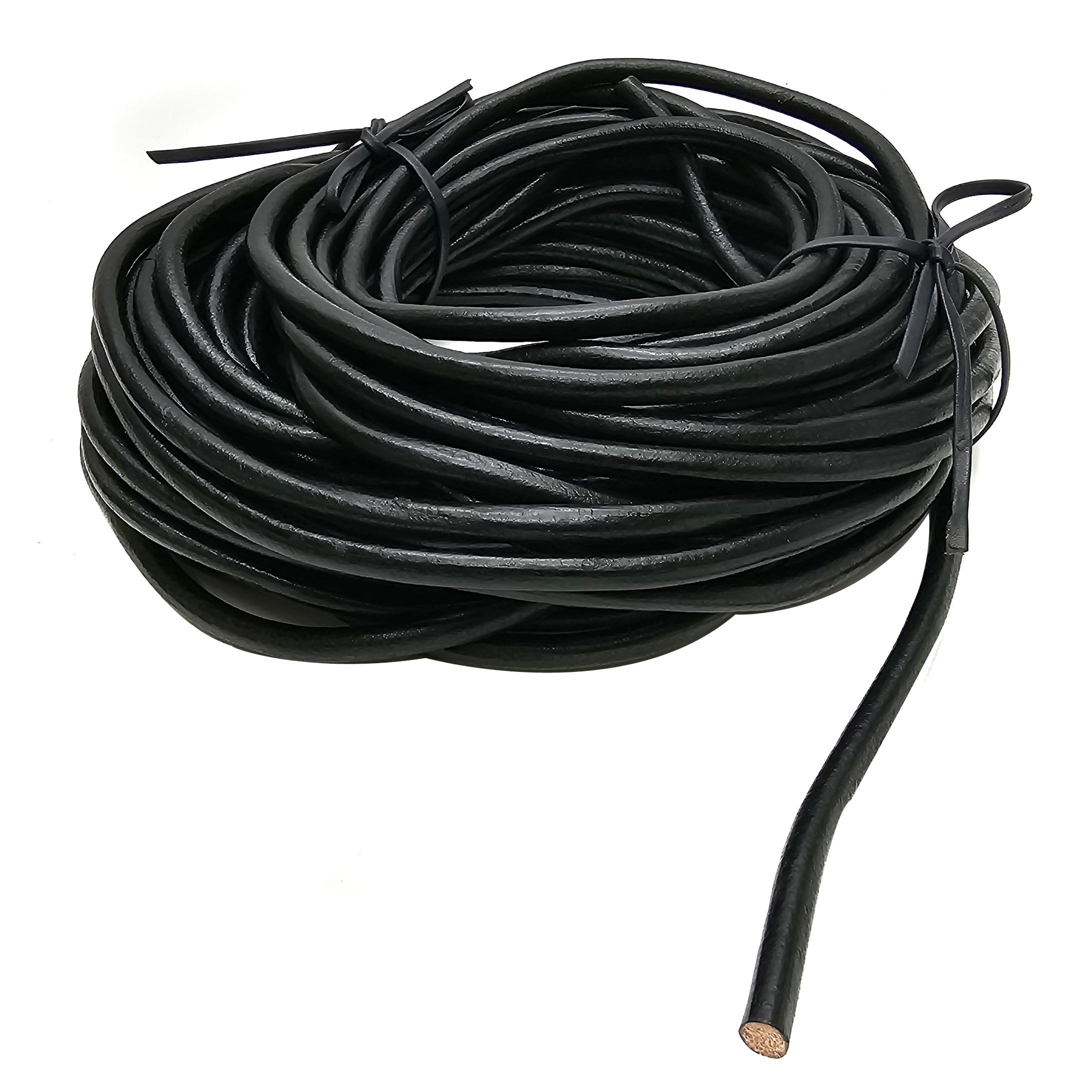 Lederschnur Rund 8 mm - Schwarz. Länge: 10 m