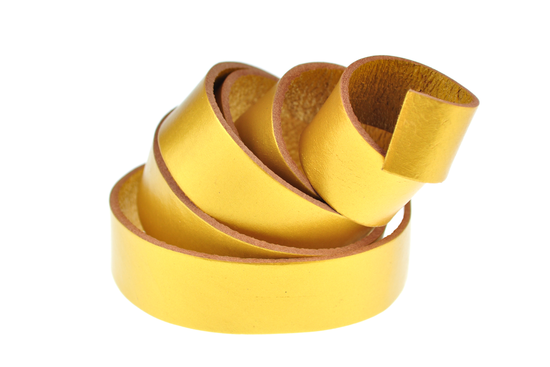 Lederband Flach. Länge: 1 m; Dicke: 2 mm - Gold. Breite: 10 mm