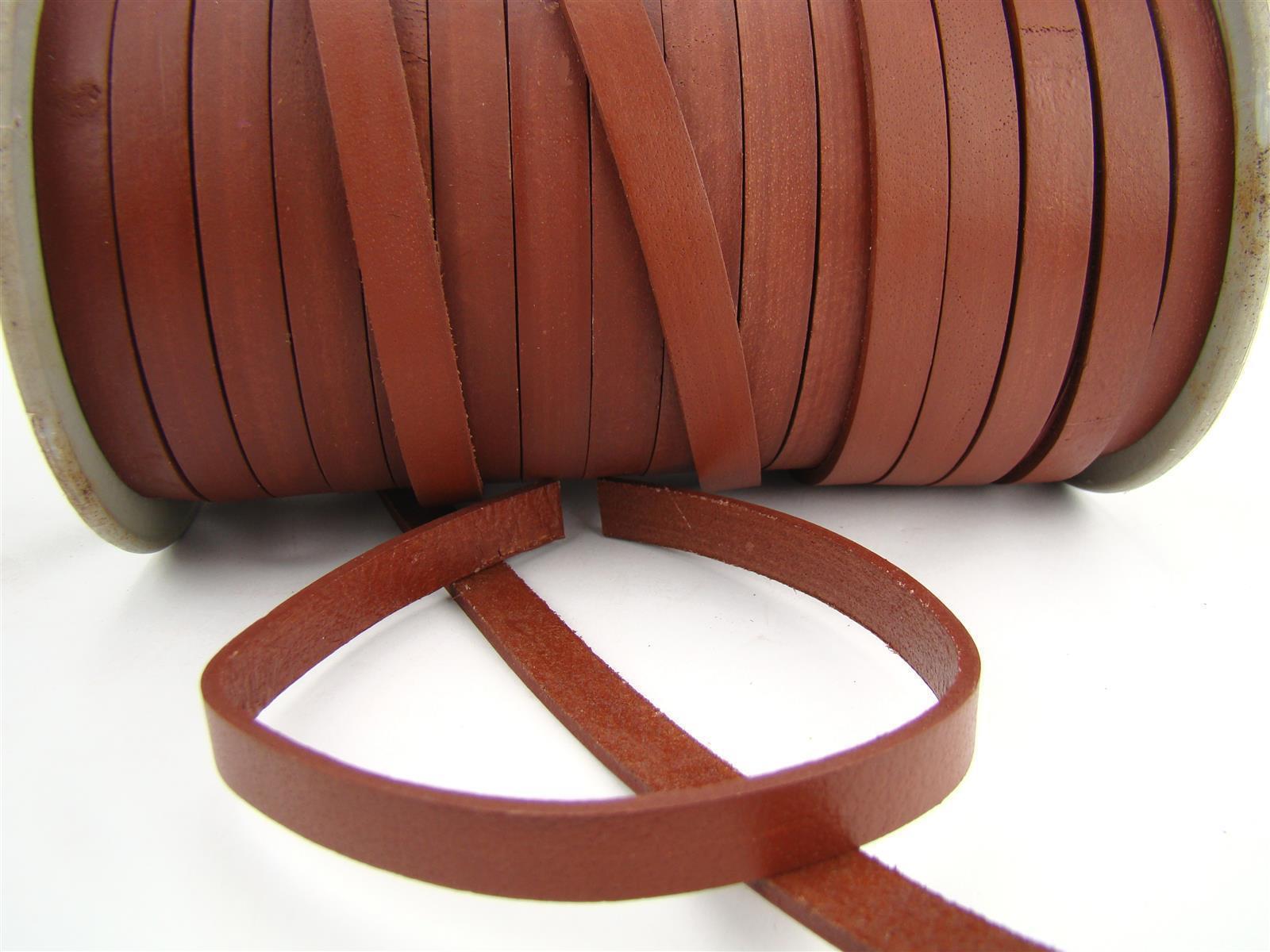 Lederband Flach 1 cm x 2,5 mm - Hellbraun. Länge: 50 m