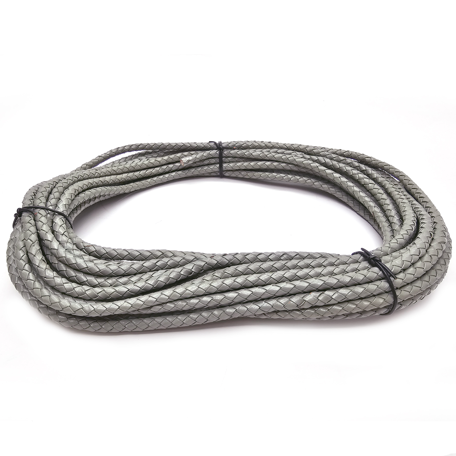 Geflochtenes Lederband, Lederriemen, Boloschnur in 7 mm Durchmesser und der Farbe Grau