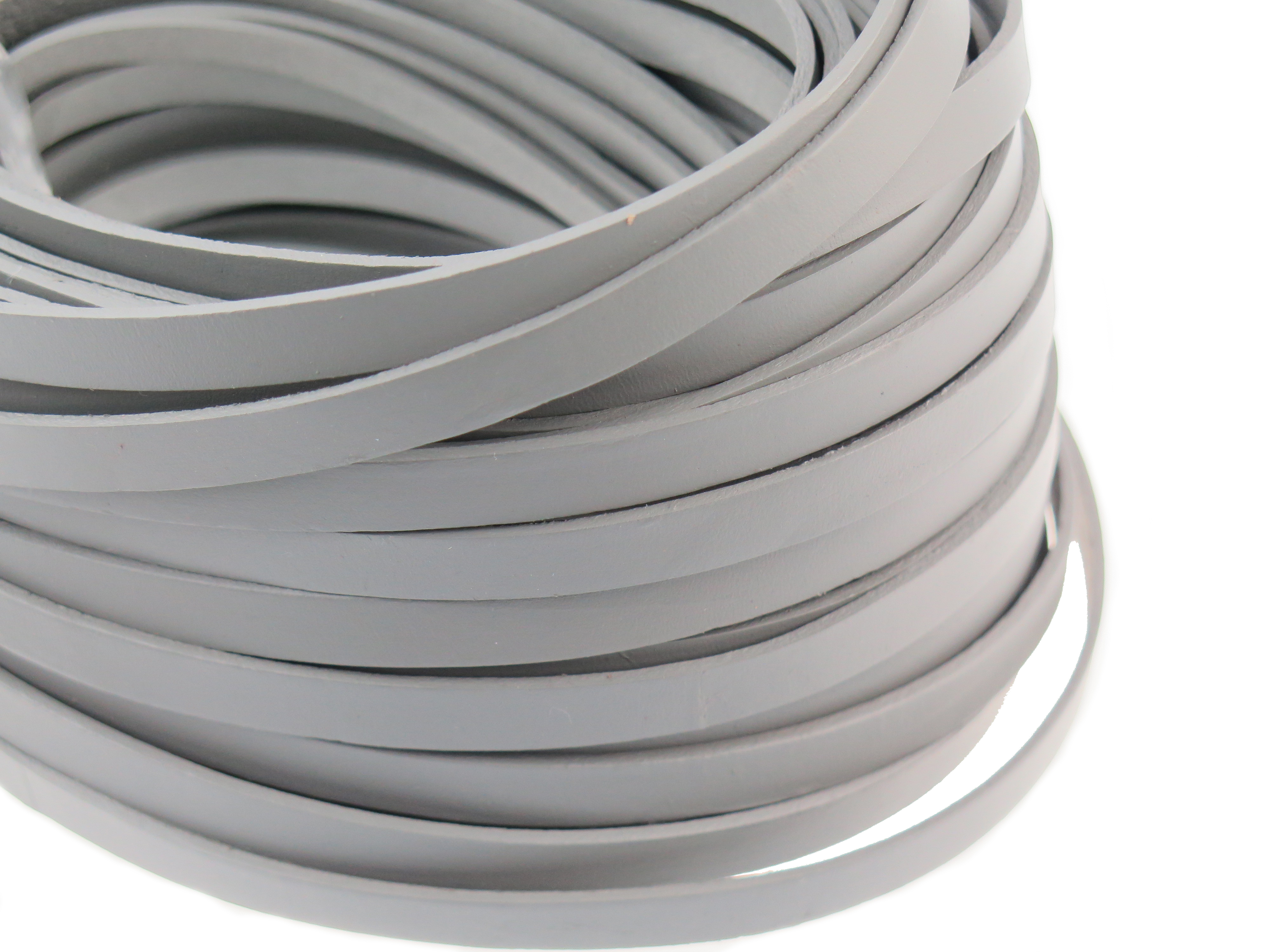 Lederband Flach 1 cm x 2 mm - Grau. Länge: 25 m