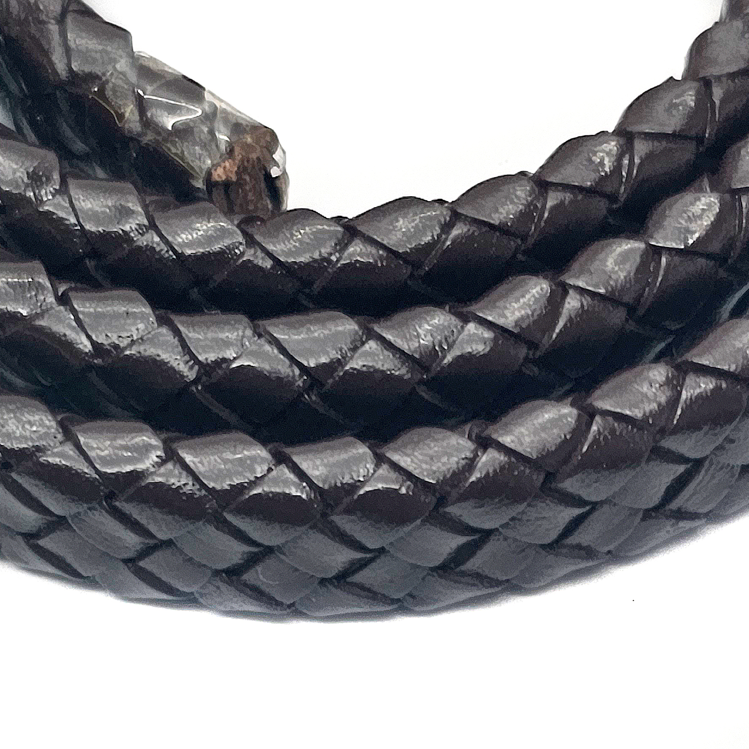 Lederband Geflochten oval | 1 Meter | 12 mm x 6 mm | Braun - 1 m