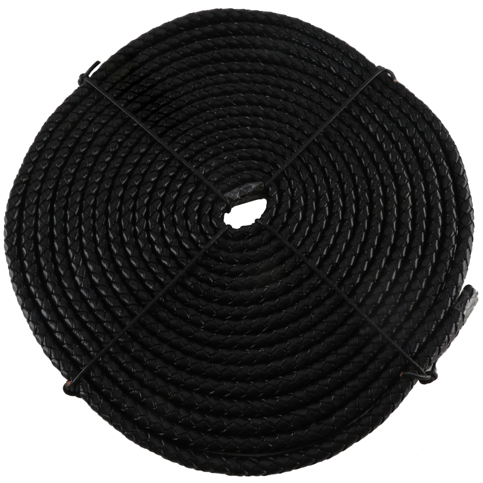 Lederschnur geflochten Oval 10 mm x 6 mm - Schwarz. Länge: 3 m