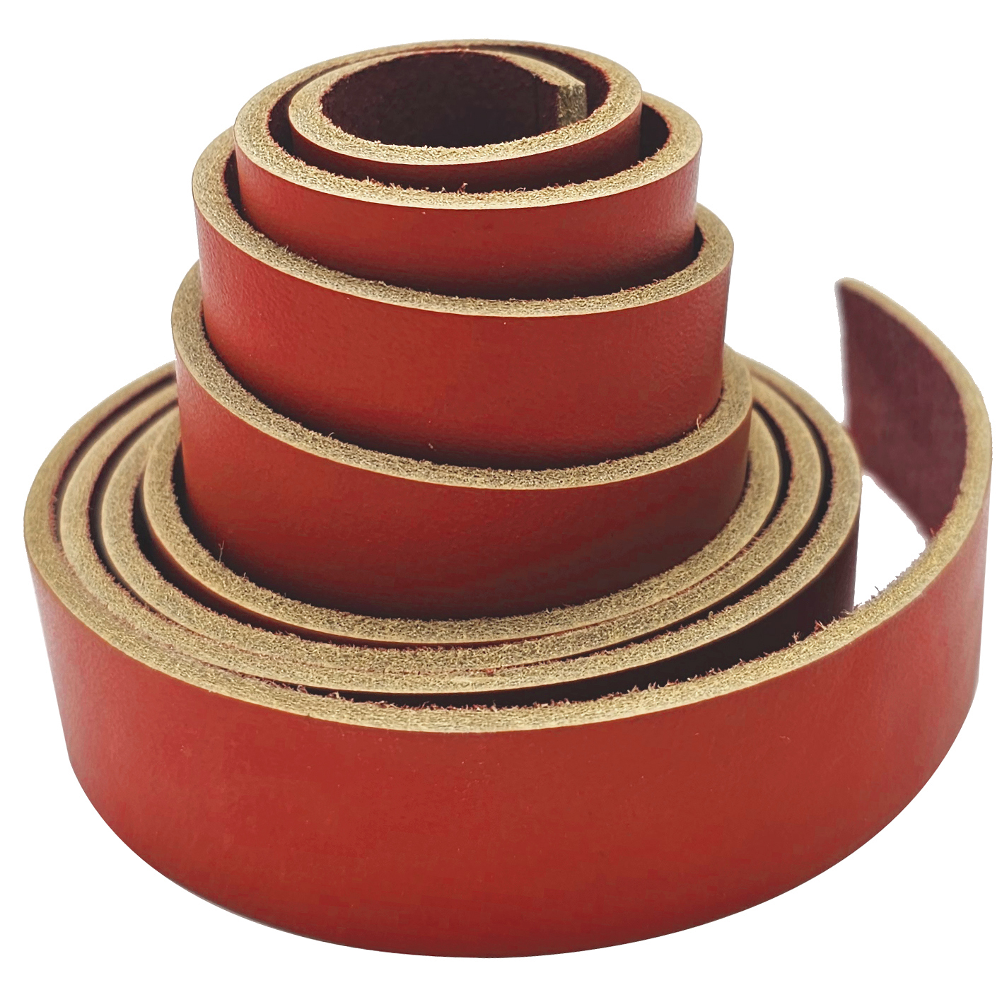 Flacher Lederriemen in Rot mit einer Länge von 1,5 Metern und einer Breite von 25 mm