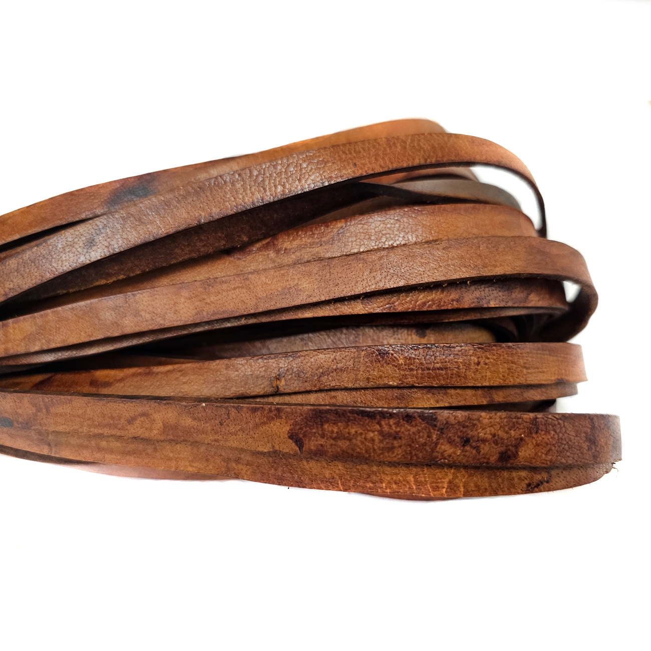Antik Braunes Lederband mit 1 cm Breite und wählbarer Länge - vegetabil gegerbt