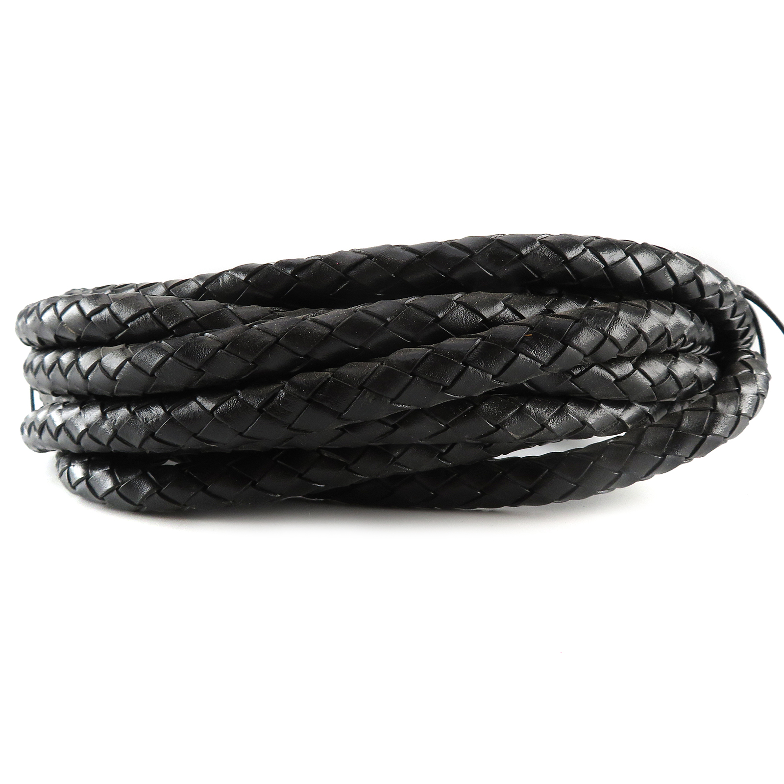 Lederschnur geflochten 10 mm - Schwarz. Länge: 5 m