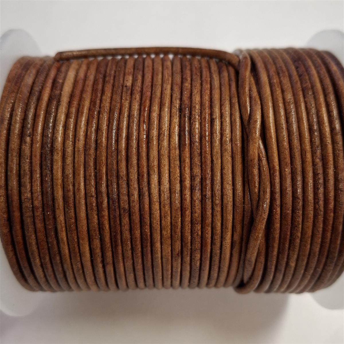 Lederschnur Rund 2 mm - Antik Hellbraun 25 m