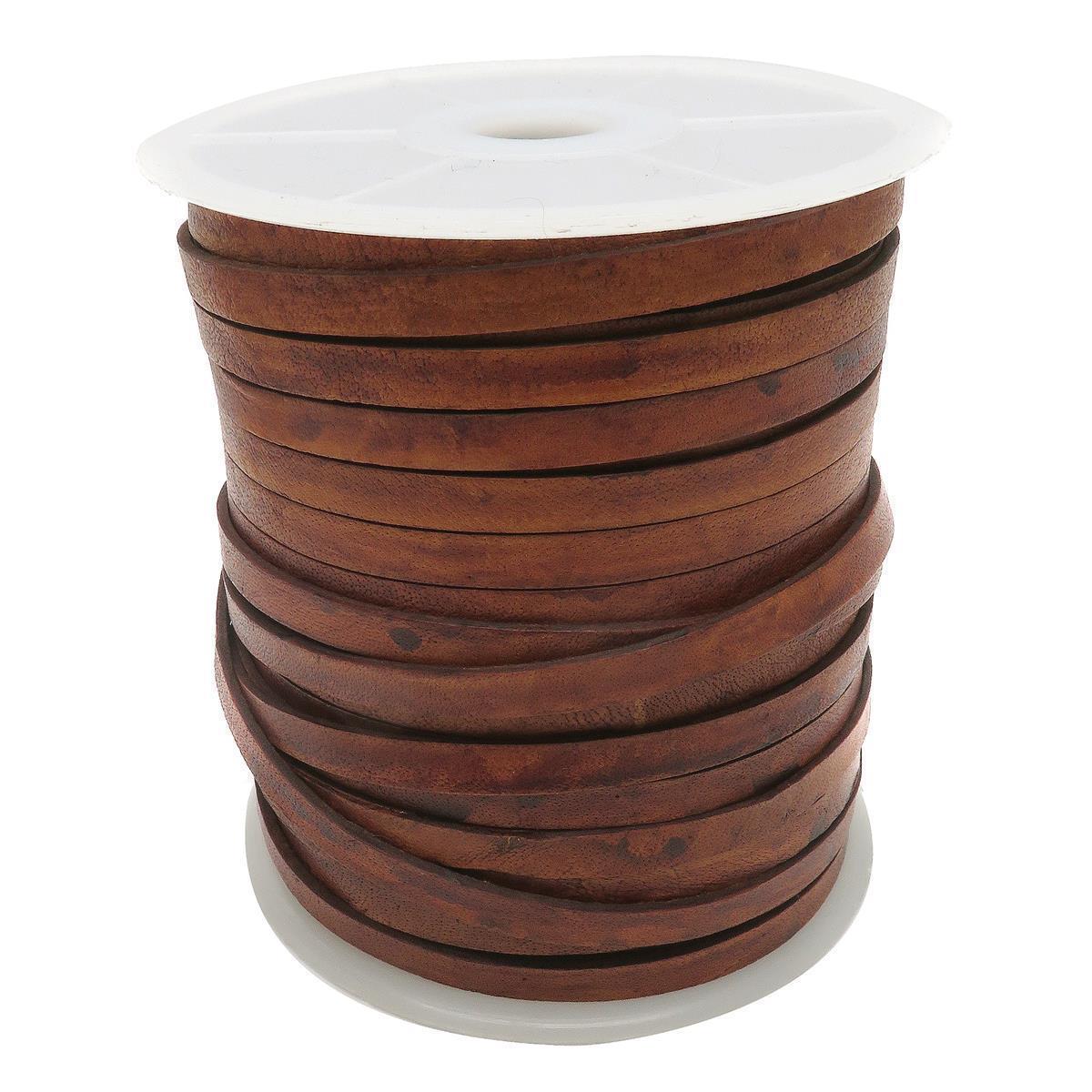 Lederband Flach 7 mm x 1,5 mm - Antik Hellbraun. Länge: 15 m