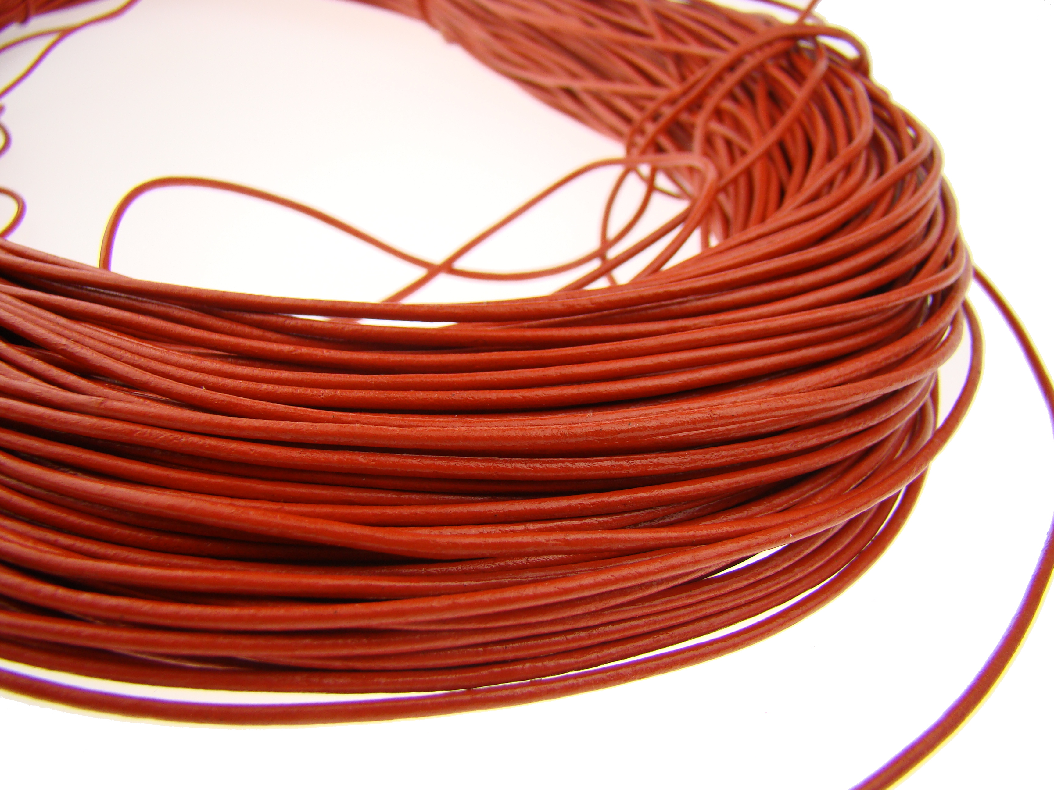 Lederschnur Rund 1,5 mm - Orange. Länge: 50 m