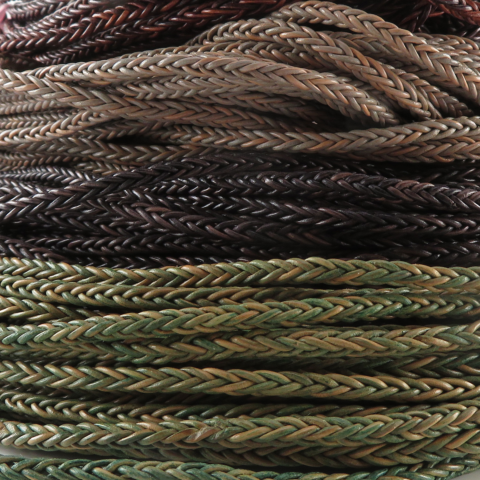 Lederschnur geflochten quadratisch 3 mm - Mesh Braun. Länge: 15 m