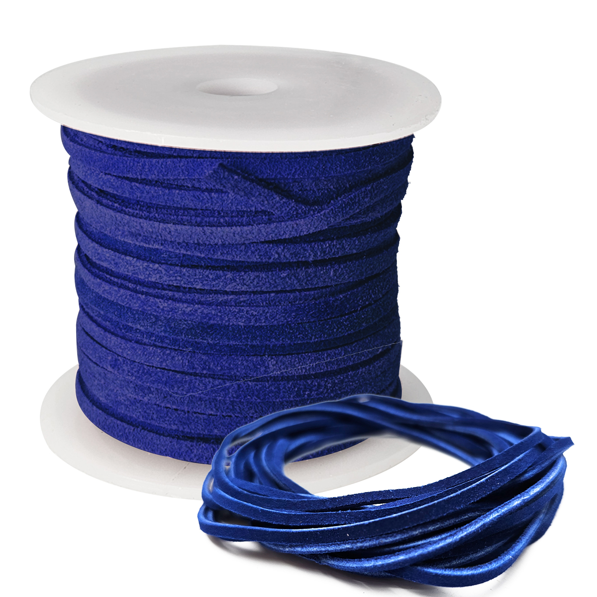 Lederband Flach Wild  3 mm x 1,5 mm - Blau. Länge: 10 m