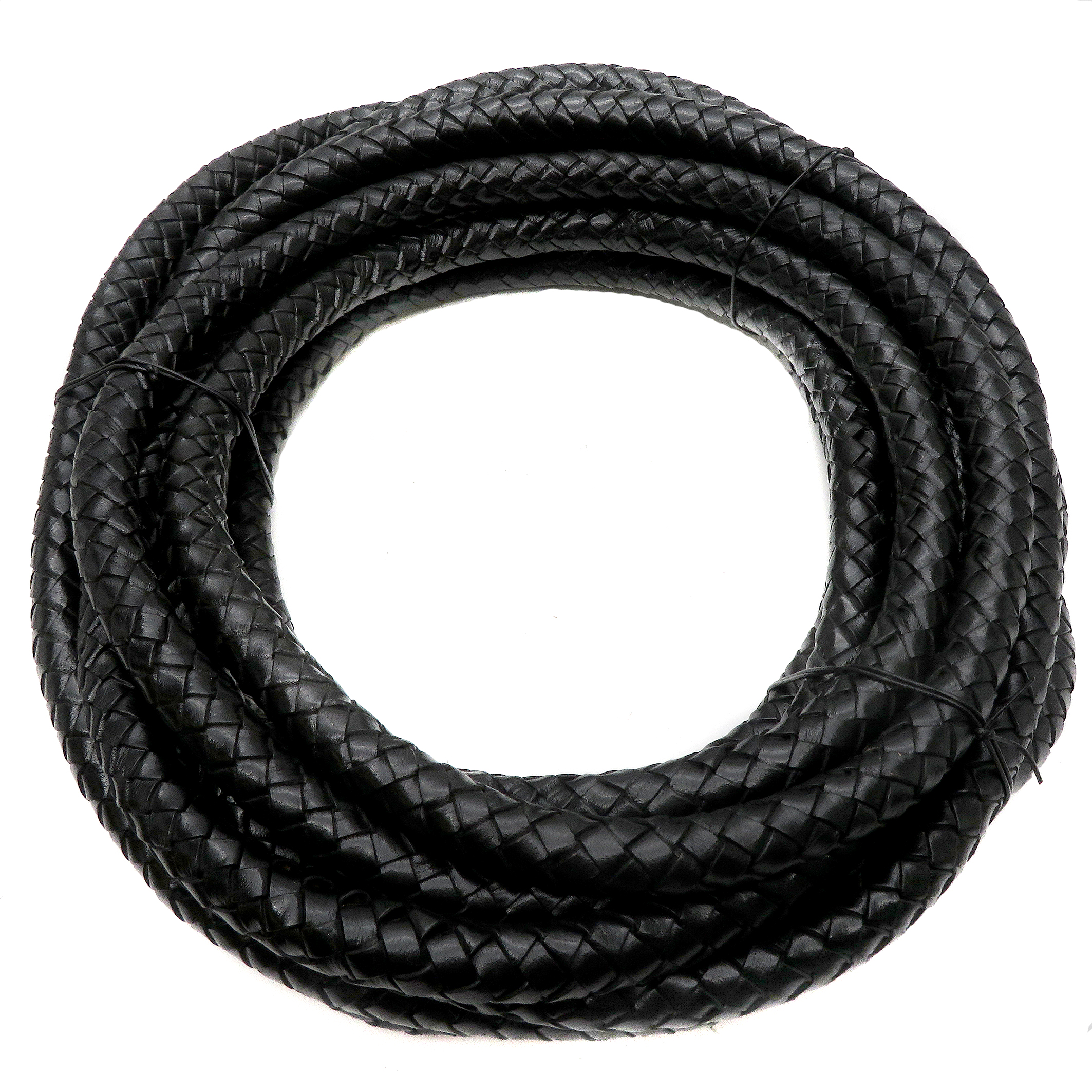Lederschnur geflochten 15 mm - Schwarz. Länge: 3 m