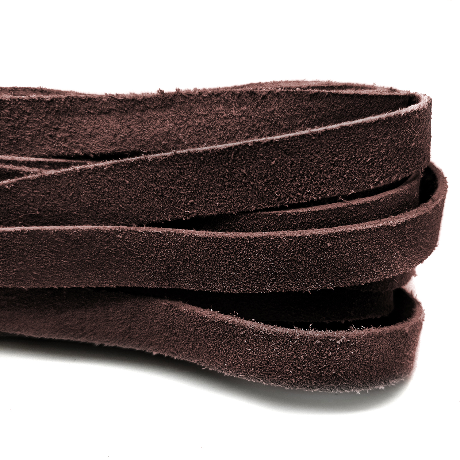 Lederband Flach Wildleder 15 mm x 2,5 mm - Braun. Länge: 20 m