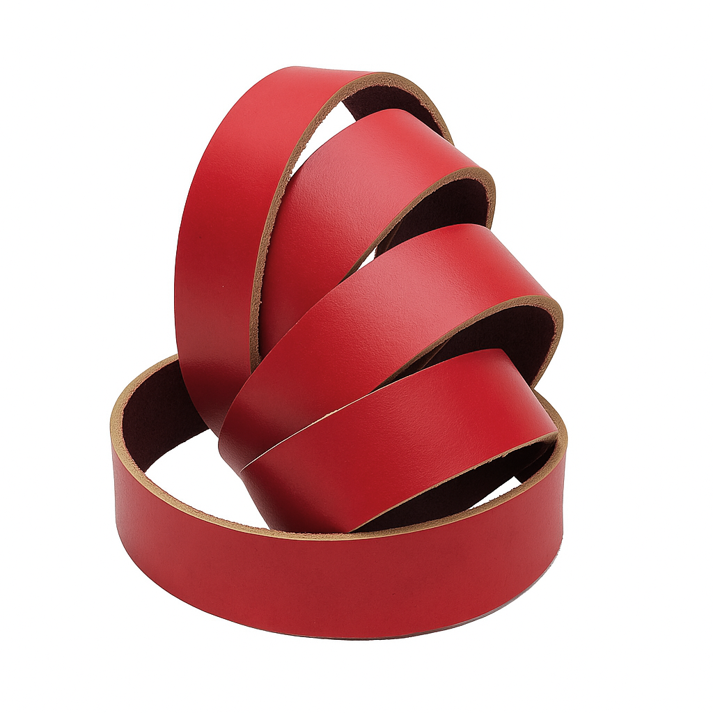 Lederband Flach. Länge: 1 m; Dicke: 2 mm - Rot. Breite:15 mm