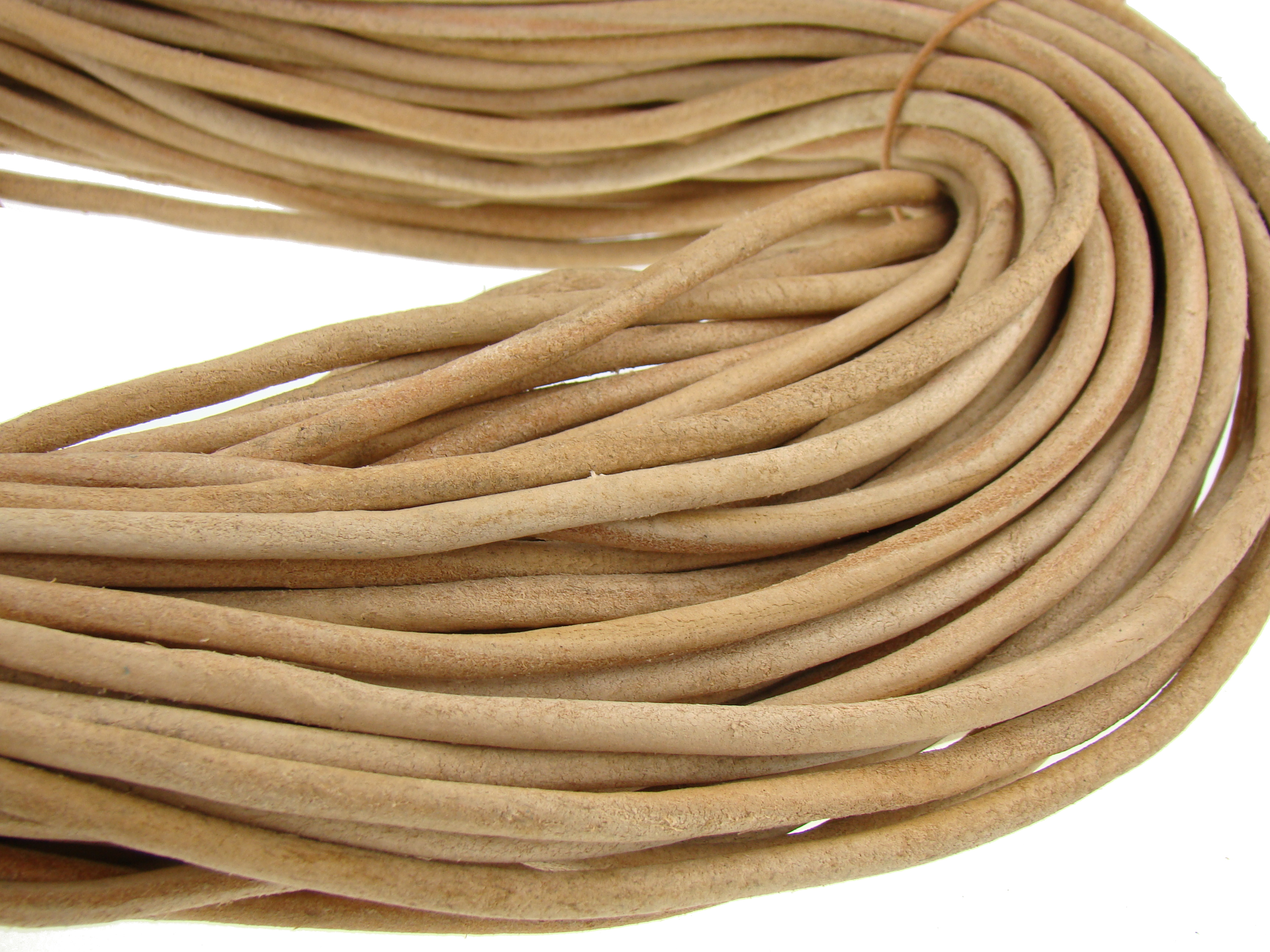 Lederschnur Rund 5 mm - Natur. Länge: 3 m