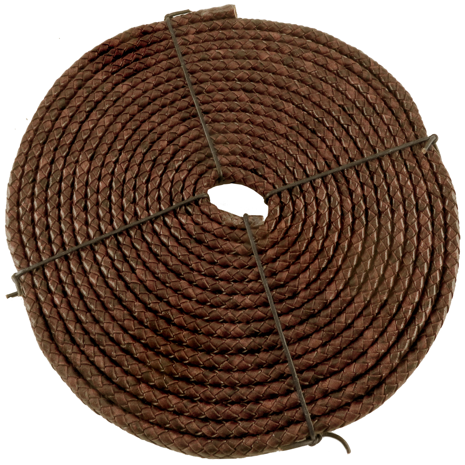 Lederschnur geflochten Oval 10 mm x 6 mm - Antik Hellbraun. Länge: 3 m