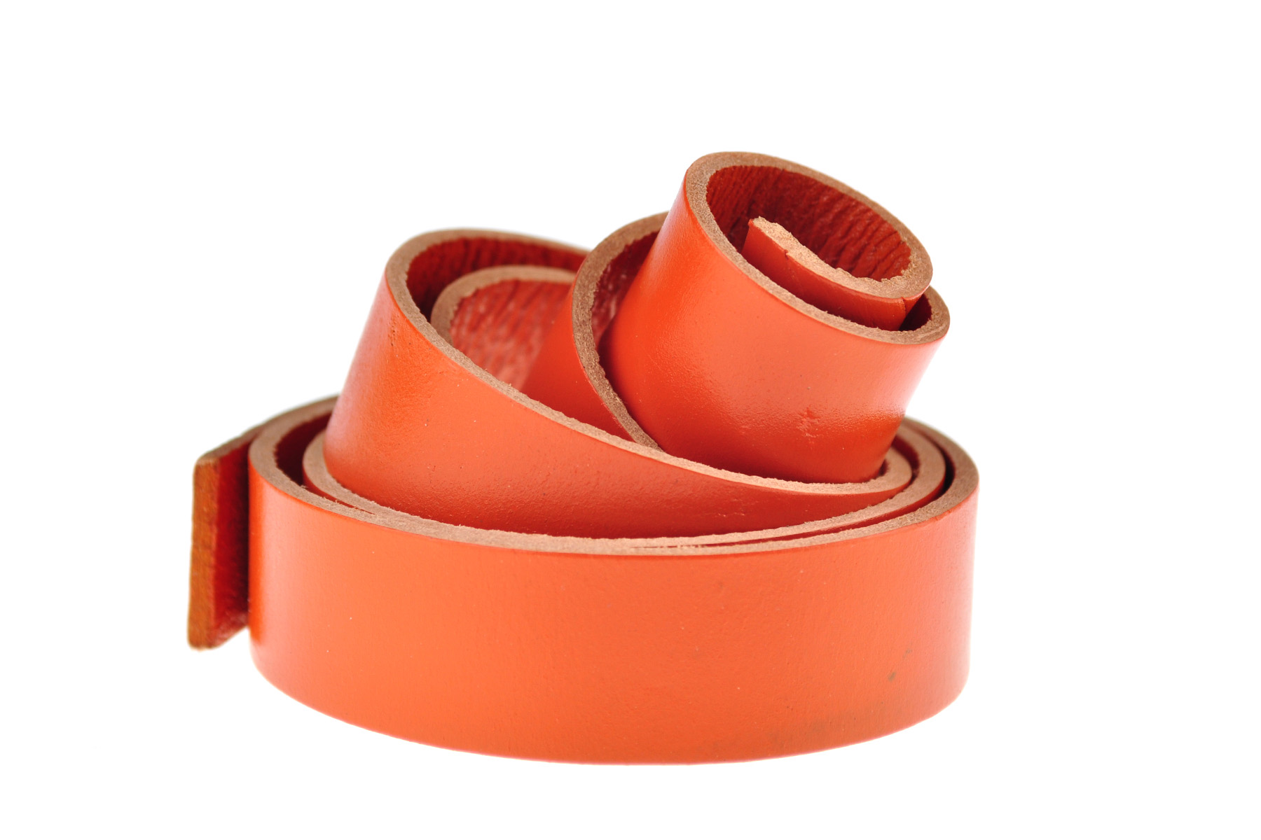 Lederband Flach. Länge: 1 m; Dicke: 2 mm - Orange. Breite: 10 mm