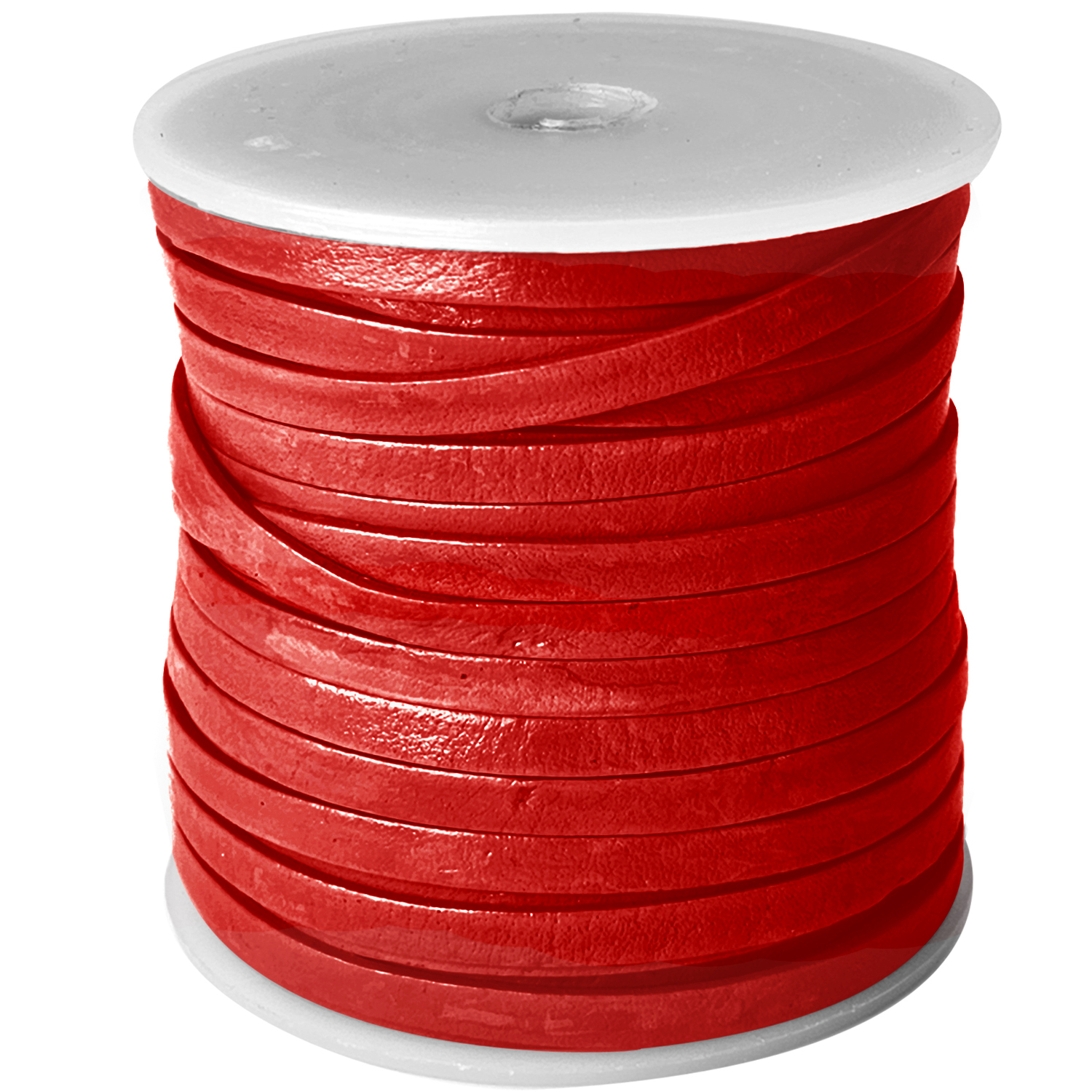 Lederband Flach 4 x 1 mm - Rot. Länge: 10 m