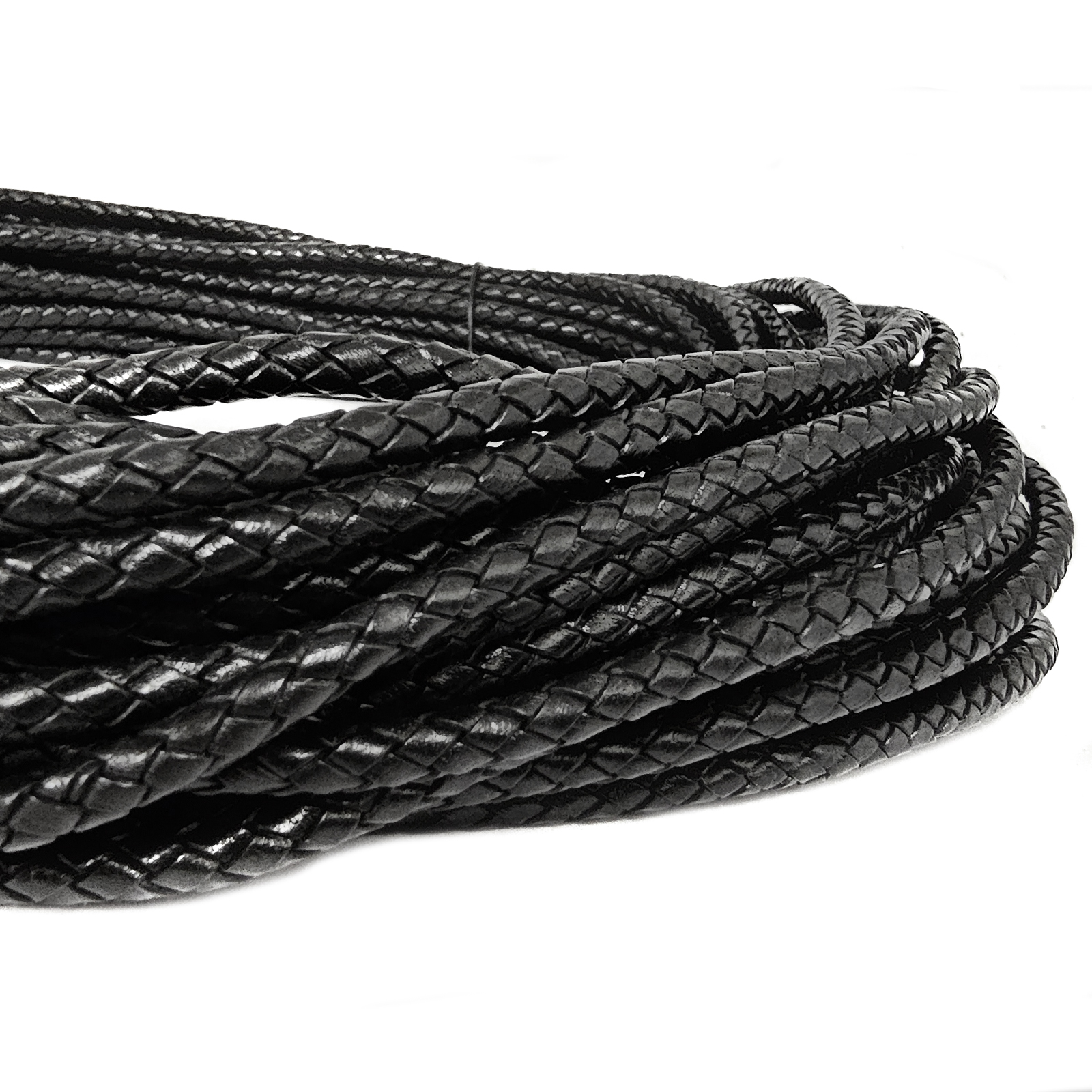 Lederschnur geflochten 5 mm - Schwarz