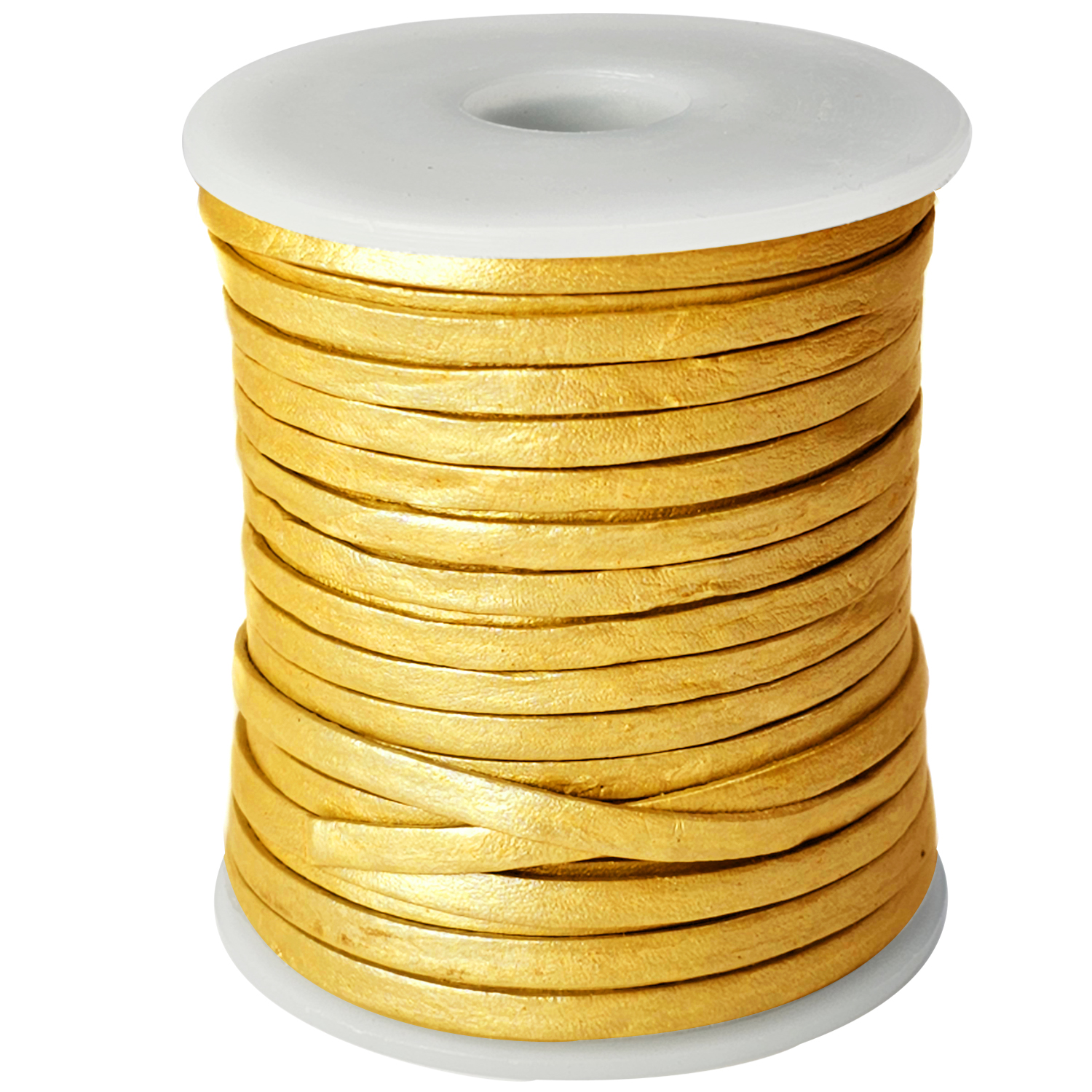 Lederband Flach 3 x 1 mm - Gold. Länge: 15 m
