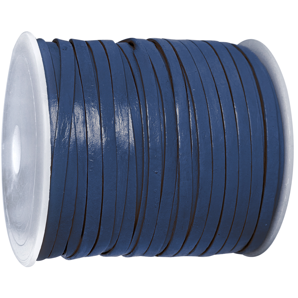 Flaches Echtlederband in Blau, vegatabil gegerbt und 4 mm Breite, sowie 1 mm Dicke