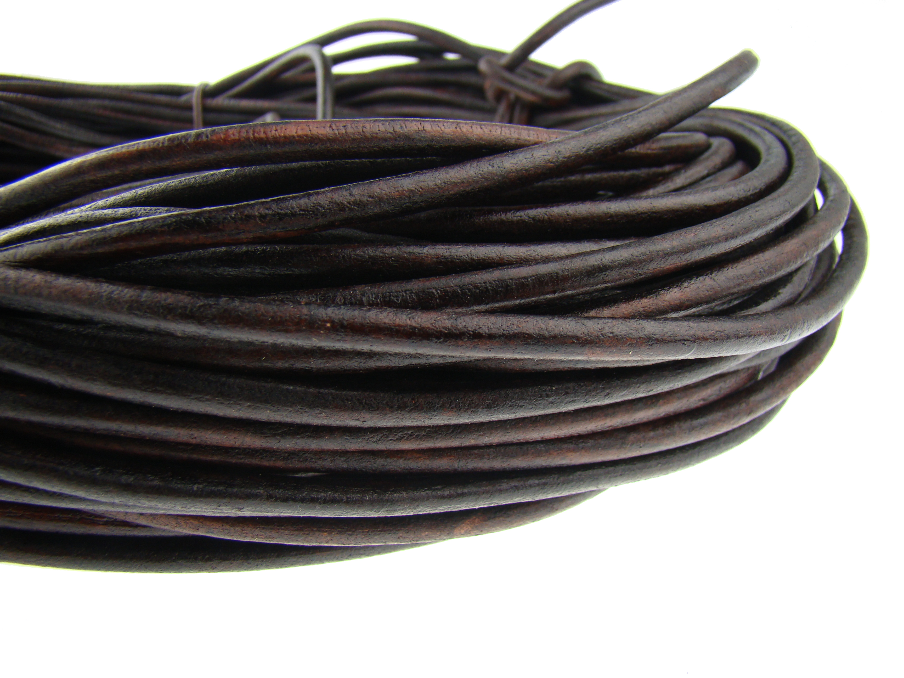 Lederschnur Rund 6 mm - Antik Braun. Länge: 50 m