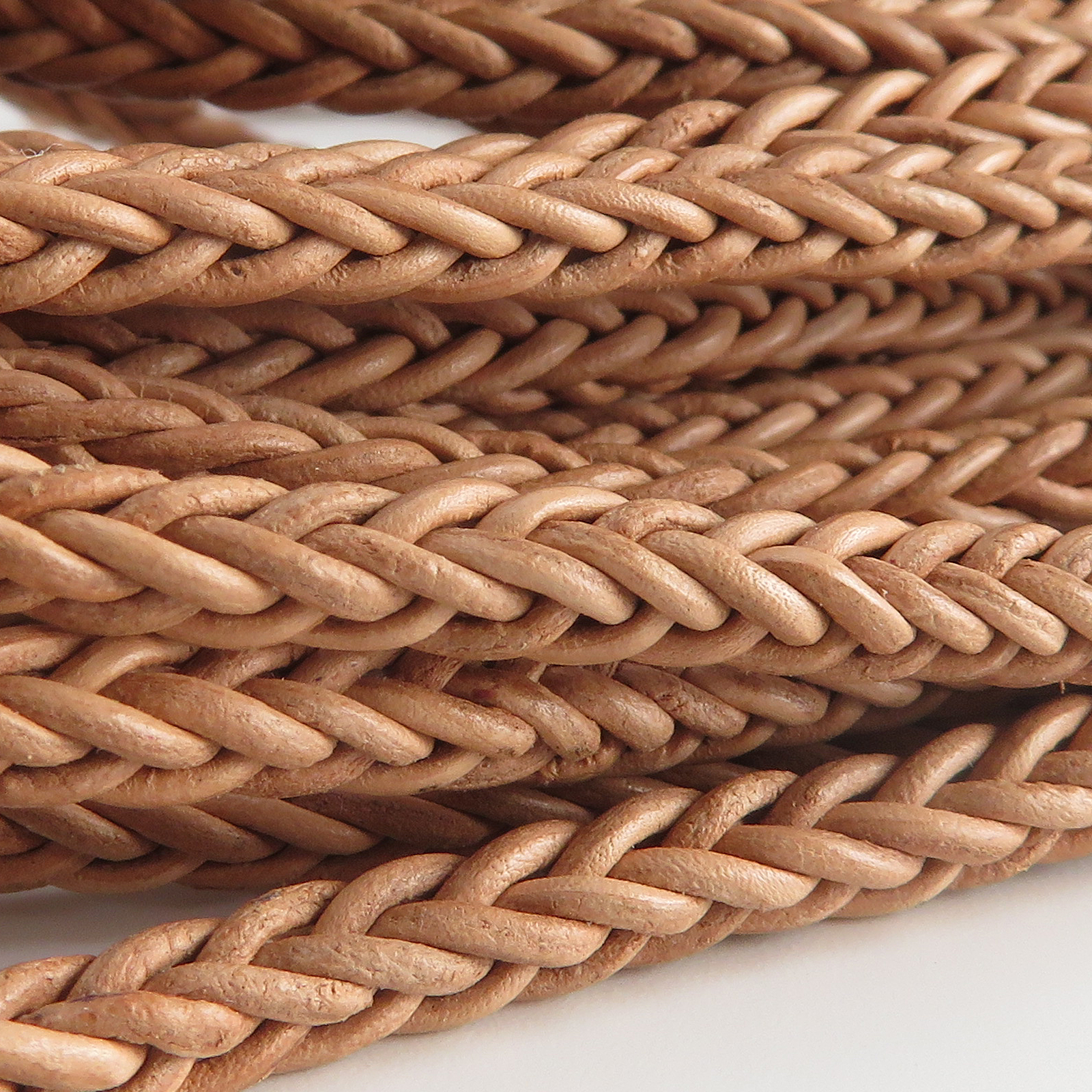 Lederschnur geflochten quadratisch 3 mm - Natur. Länge: 15 m