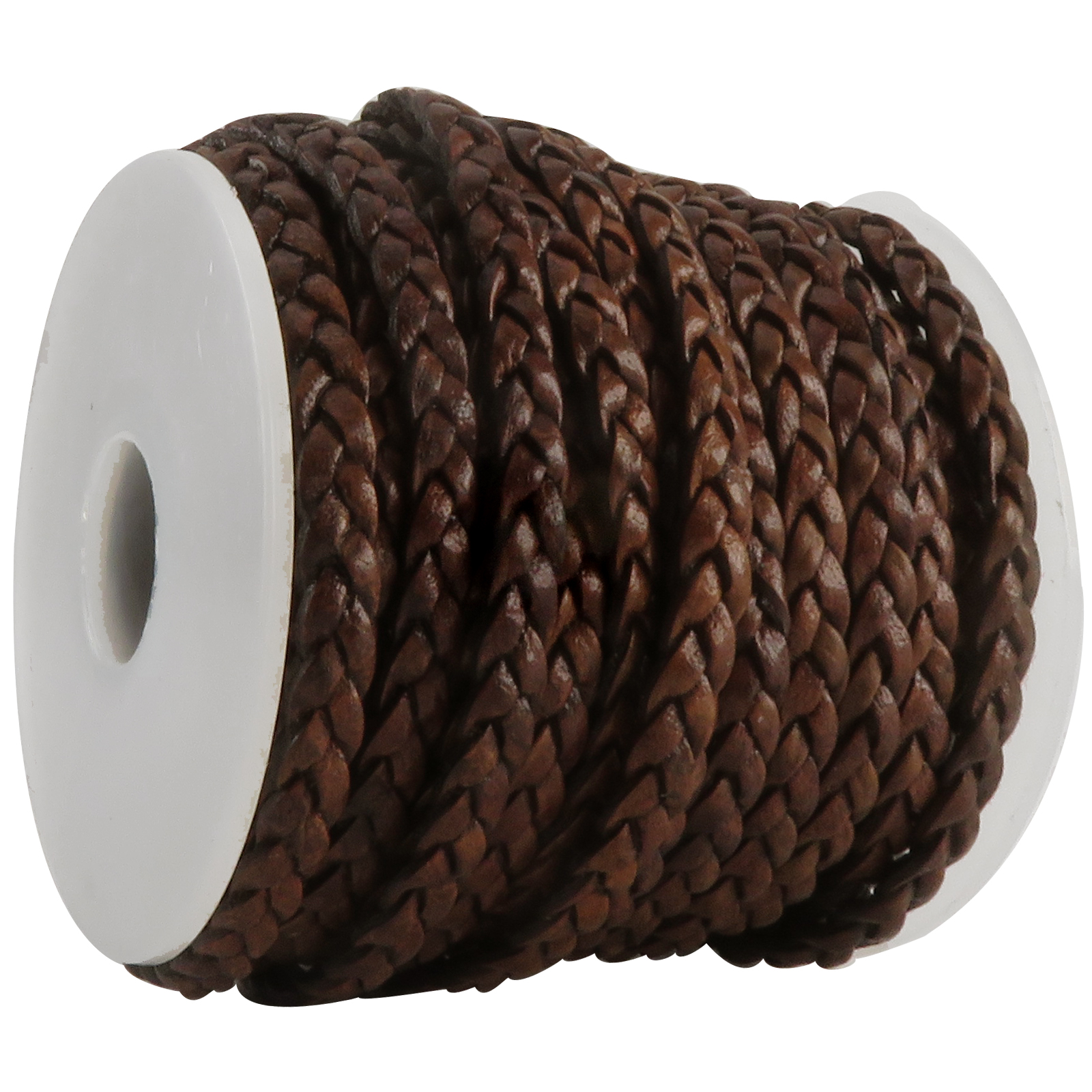 Lederschnur geflochten Flach 5 mm - Antik Braun. Länge: 3 m