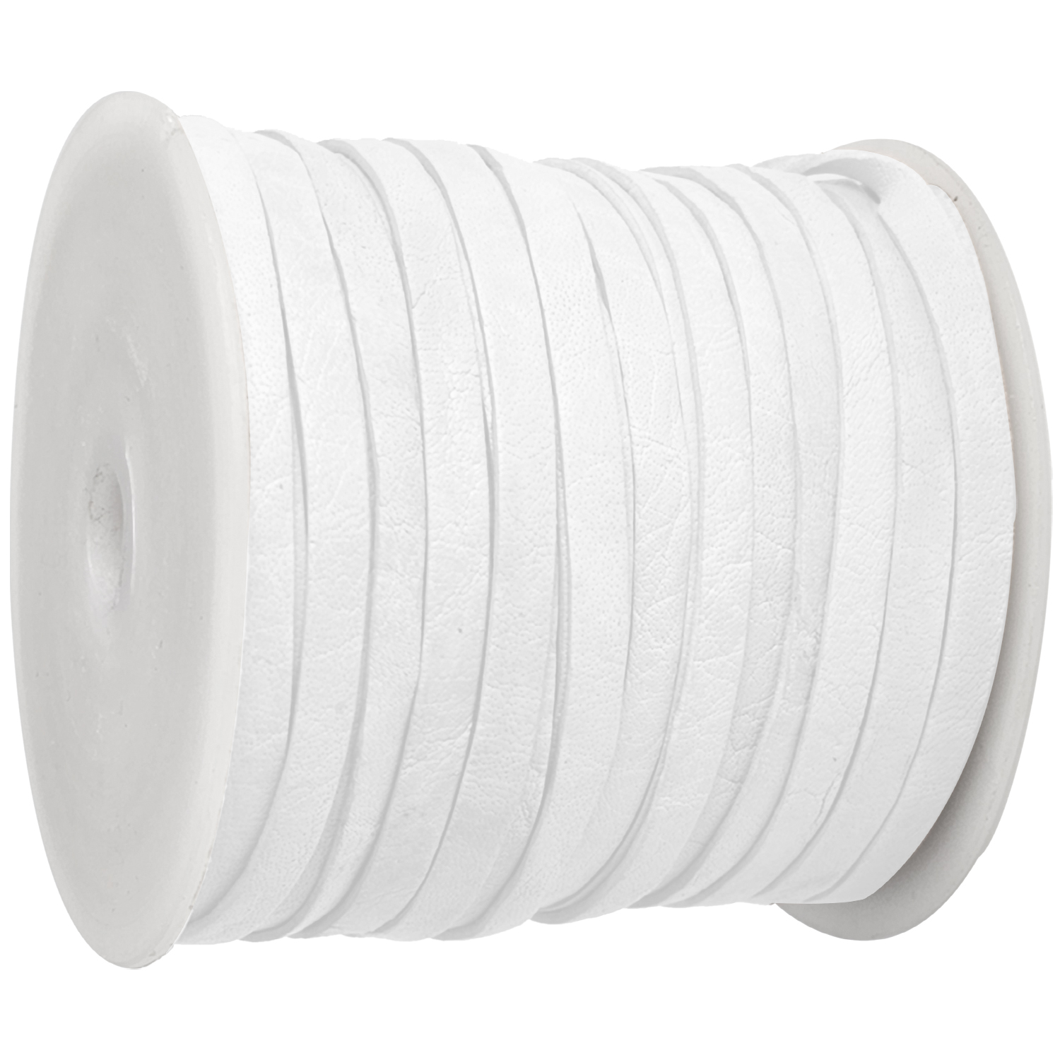 Lederband Flach 4 x 1 mm - Weiß. Länge: 50 m auf Rolle