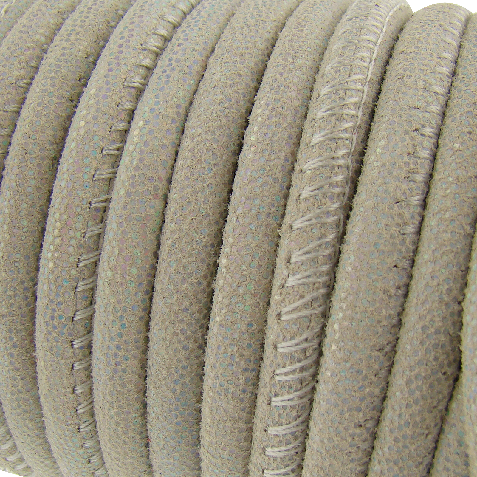 Lederschnur Rund gesäumt | Dicke:  4 mm - Beige Metallic. Länge: 5 m